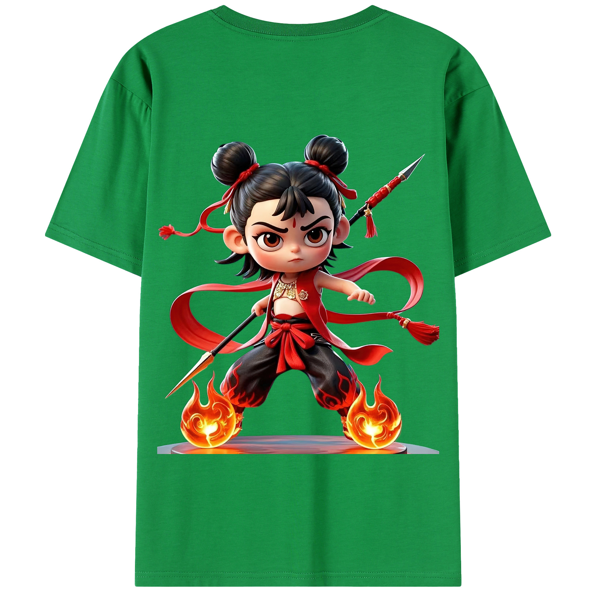 （画像用） Ne Zha 2 ナタ 魔童の大暴れ 綿100％半袖Tシャツ（背面プリント）