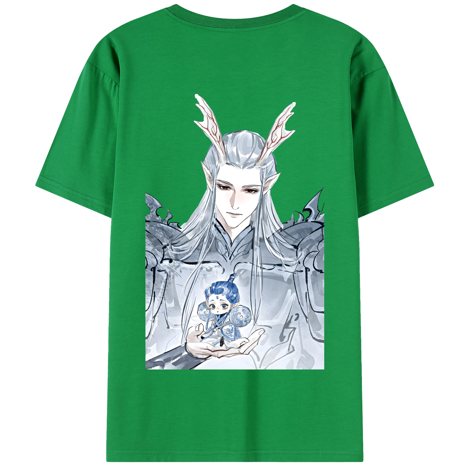 （画像用） Ne Zha 2 ナタ 魔童の大暴れ 綿100％半袖Tシャツ（背面プリント）