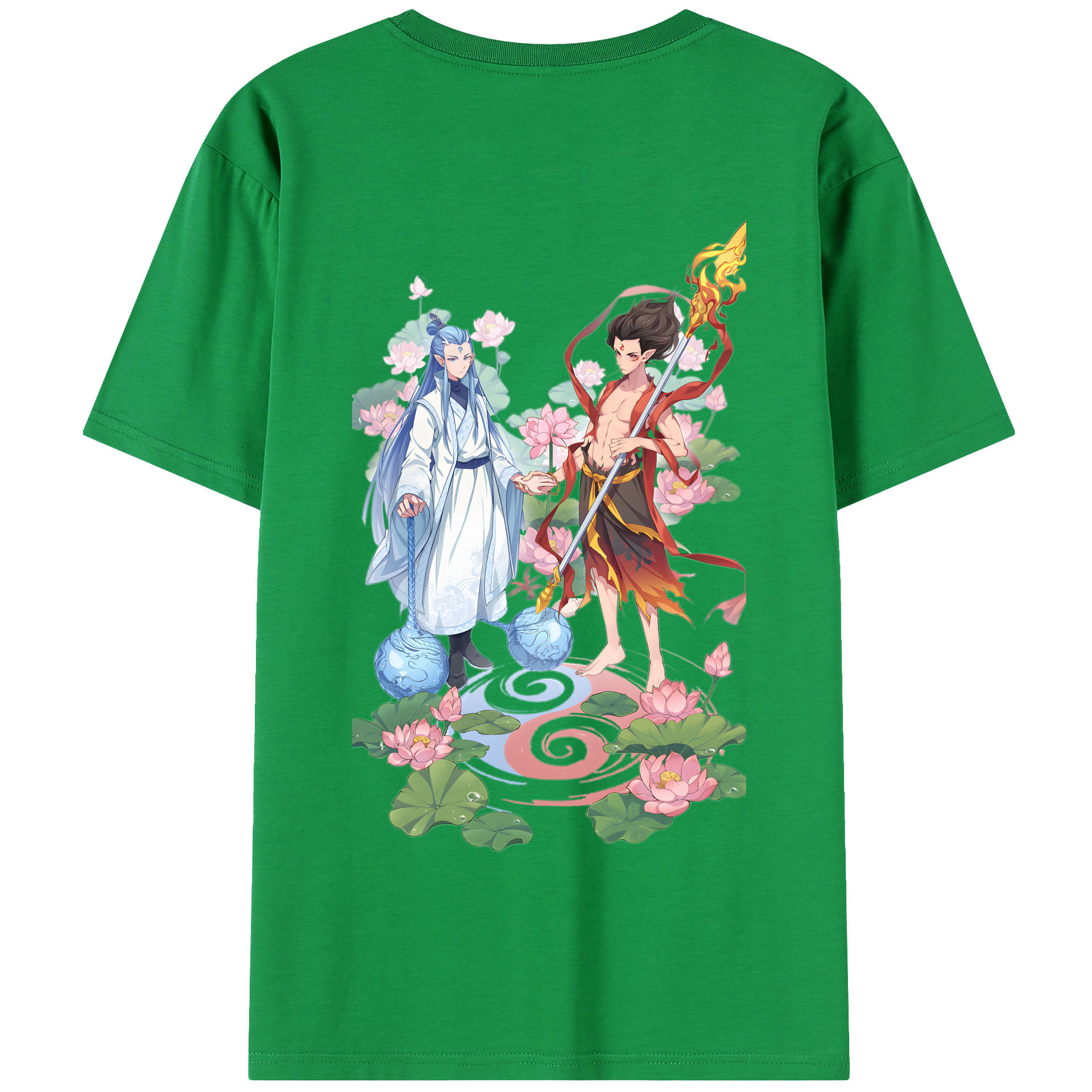 （画像用） Ne Zha 2 ナタ 魔童の大暴れ 綿100％半袖Tシャツ（背面プリント）