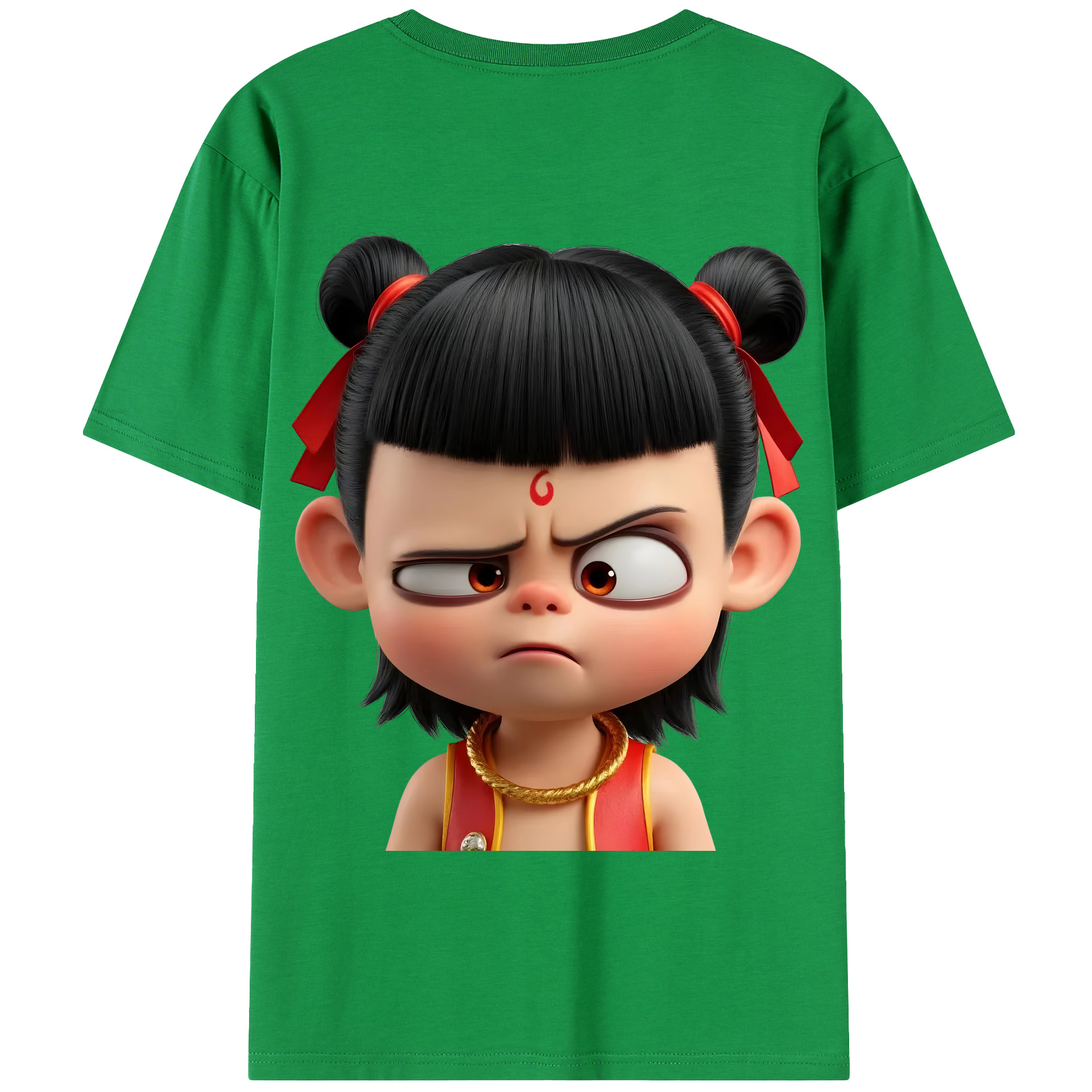 （画像用） Ne Zha 2 ナタ 魔童の大暴れ 綿100％半袖Tシャツ（背面プリント）