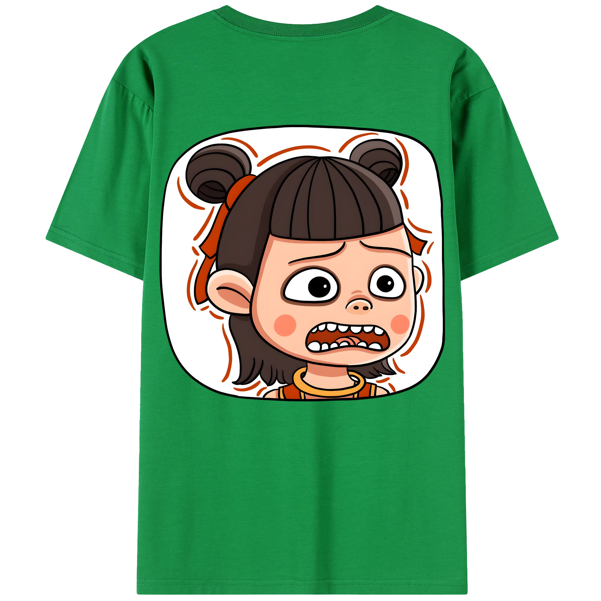 （画像用） Ne Zha 2 ナタ 魔童の大暴れ 綿100％半袖Tシャツ（背面プリント）