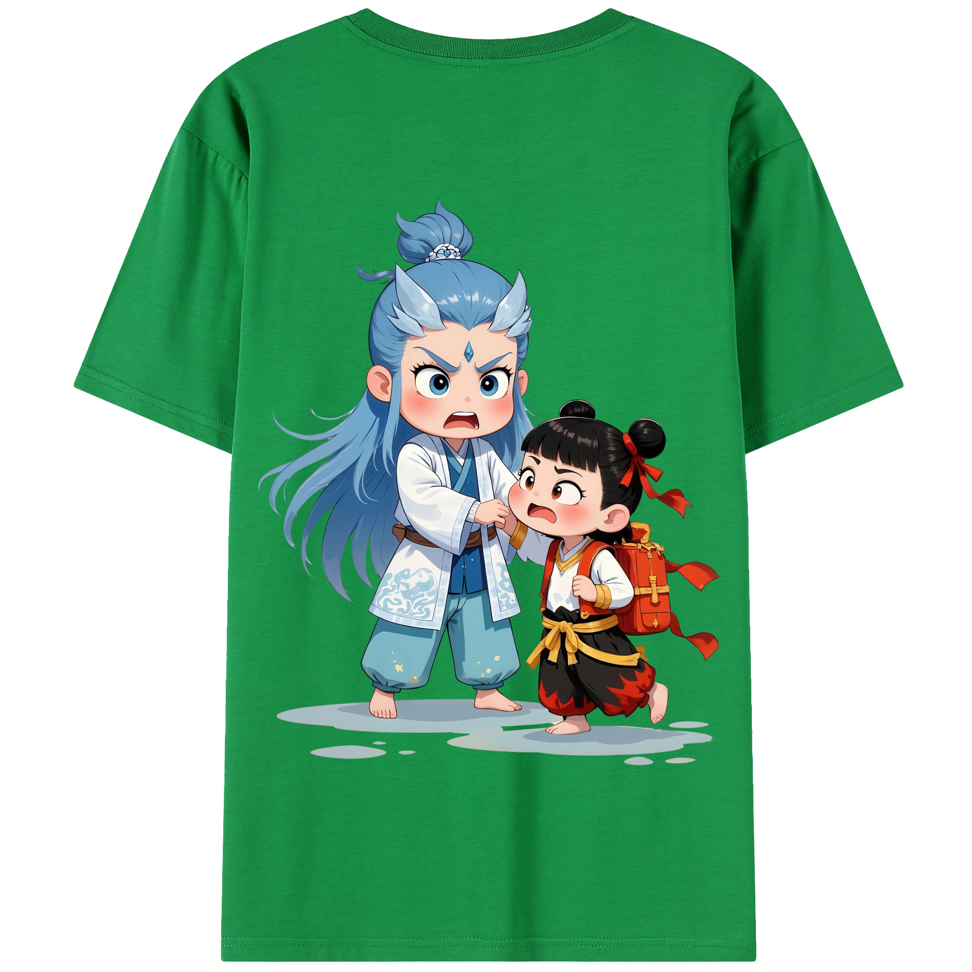 （画像用） Ne Zha 2 ナタ 魔童の大暴れ 綿100％半袖Tシャツ（背面プリント）