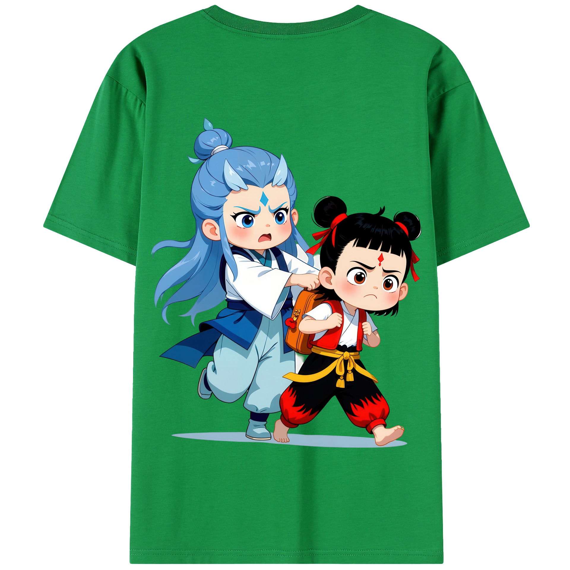 （画像用） Ne Zha 2 ナタ 魔童の大暴れ 綿100％半袖Tシャツ（背面プリント）