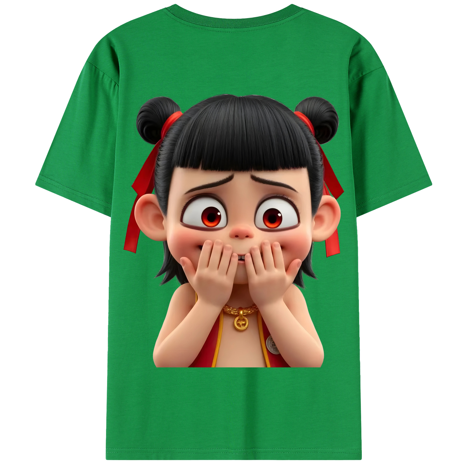 （画像用） Ne Zha 2 ナタ 魔童の大暴れ 綿100％半袖Tシャツ（背面プリント）