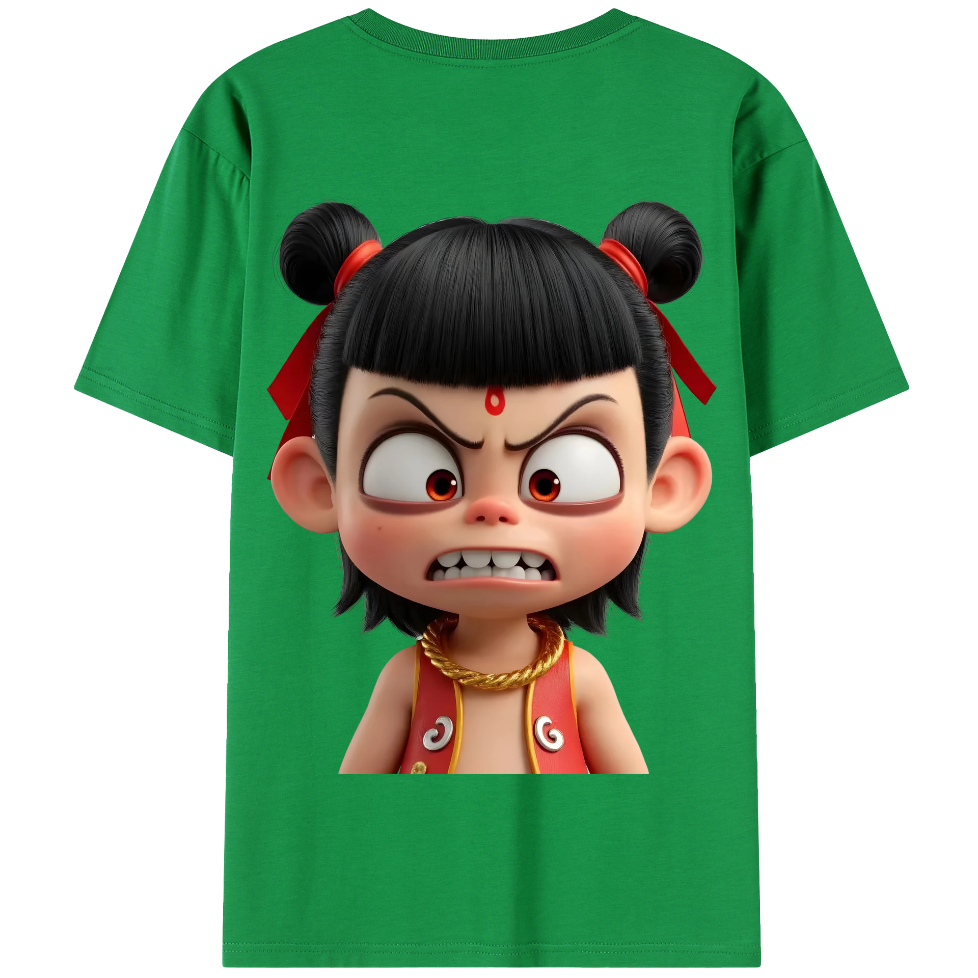 （画像用） Ne Zha 2 ナタ 魔童の大暴れ 綿100％半袖Tシャツ（背面プリント）