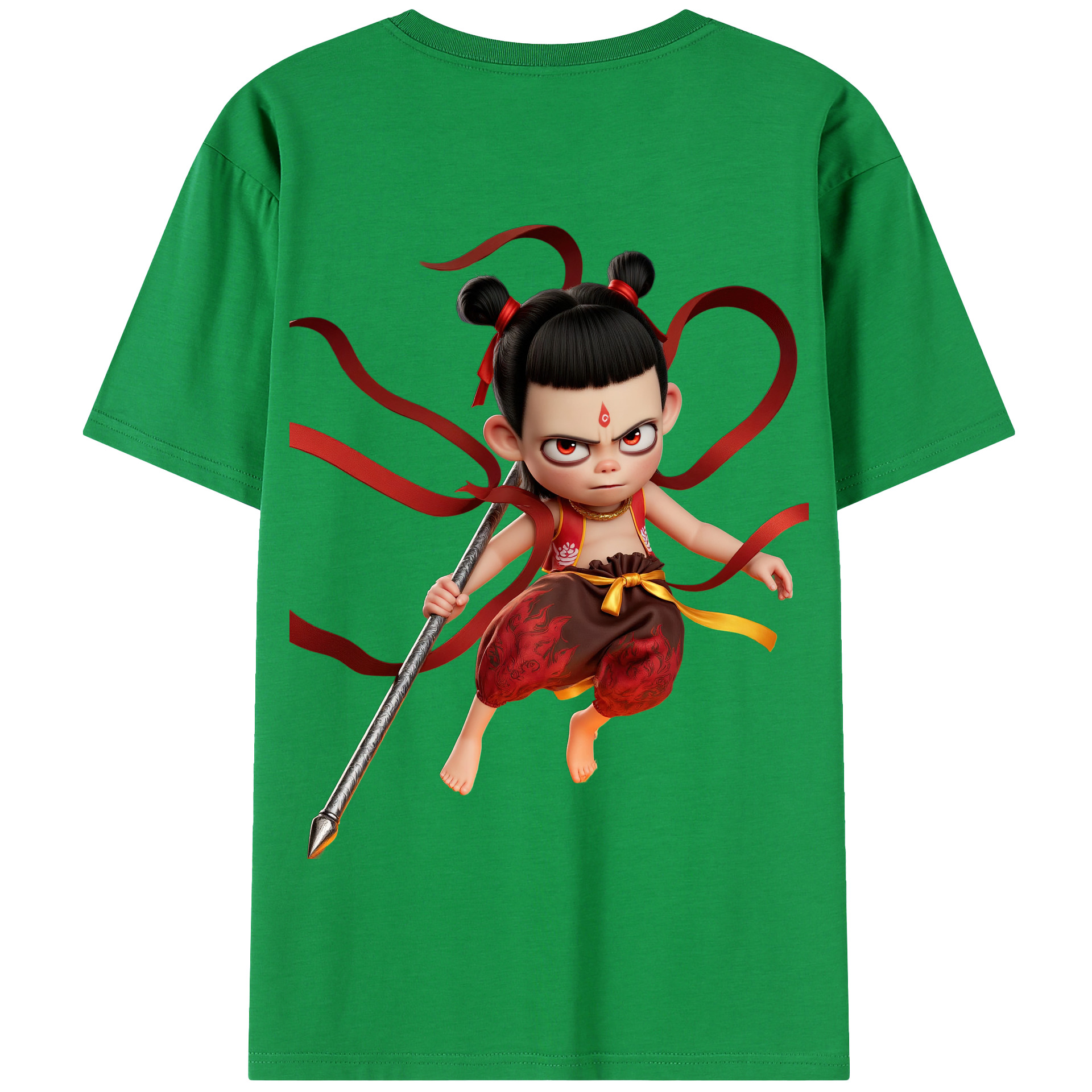 （画像用） Ne Zha 2 ナタ 魔童の大暴れ 綿100％半袖Tシャツ（背面プリント）