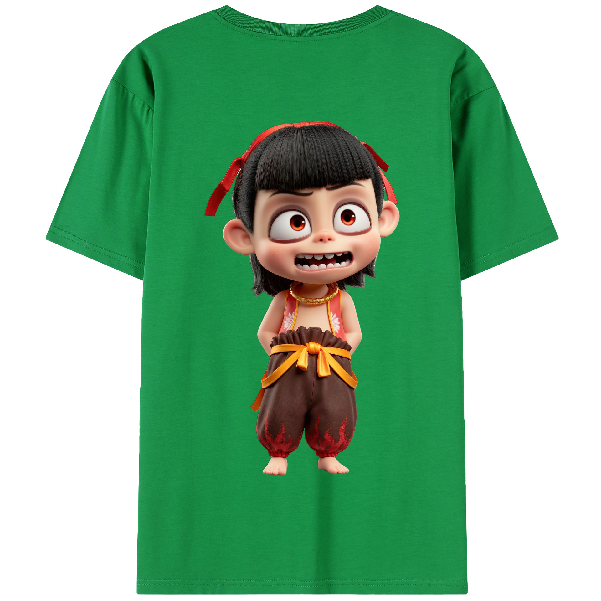 （画像用） Ne Zha 2 ナタ 魔童の大暴れ 綿100％半袖Tシャツ（背面プリント）