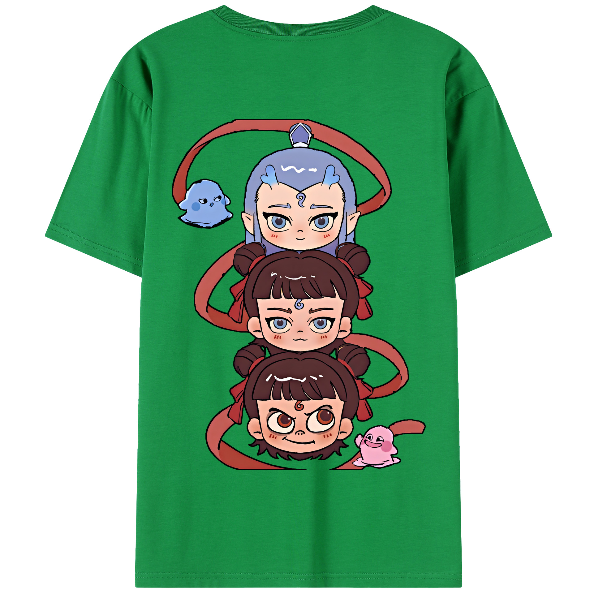 （画像用） Ne Zha 2 ナタ 魔童の大暴れ 綿100％半袖Tシャツ（背面プリント）