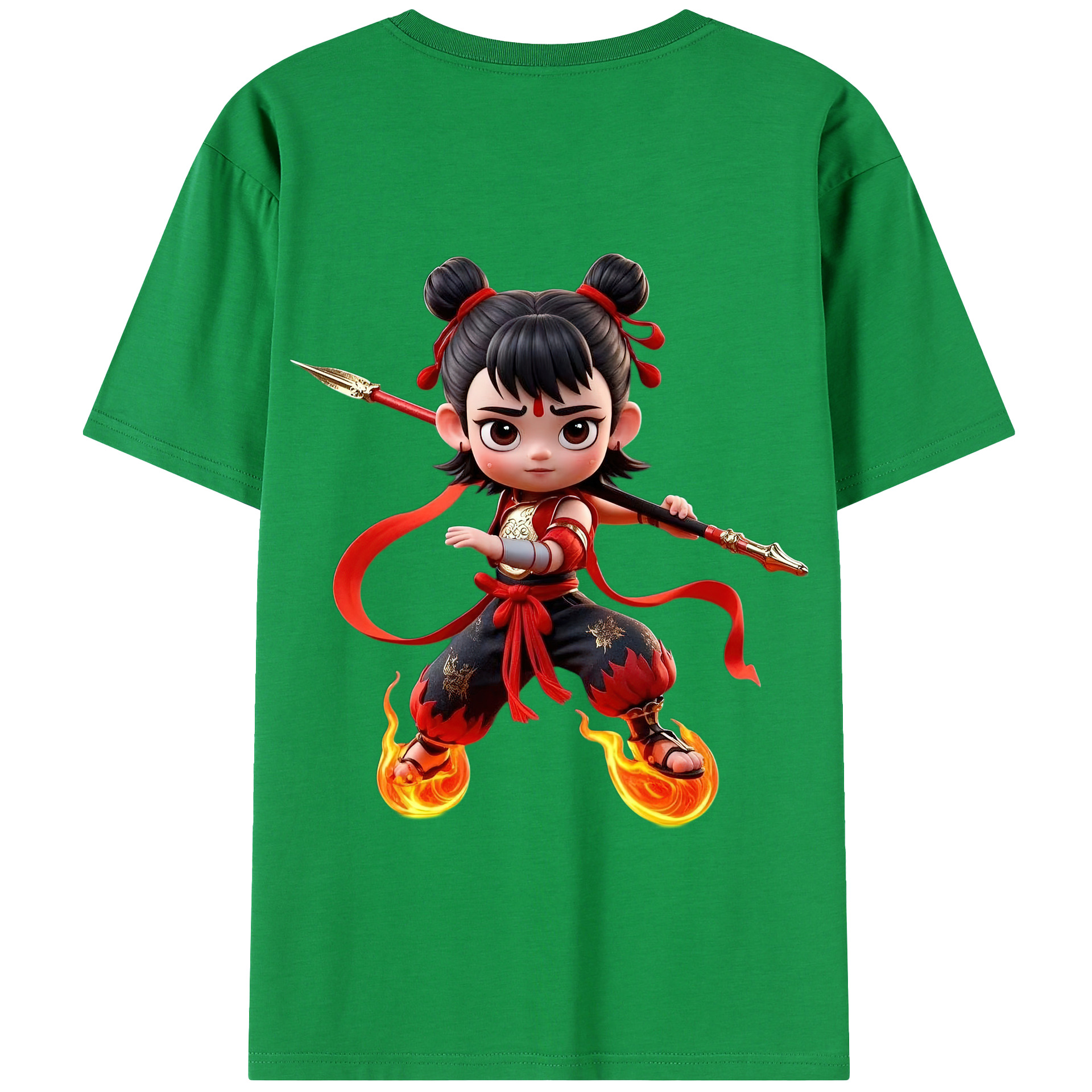 （画像用） Ne Zha 2 ナタ 魔童の大暴れ 綿100％半袖Tシャツ（背面プリント）