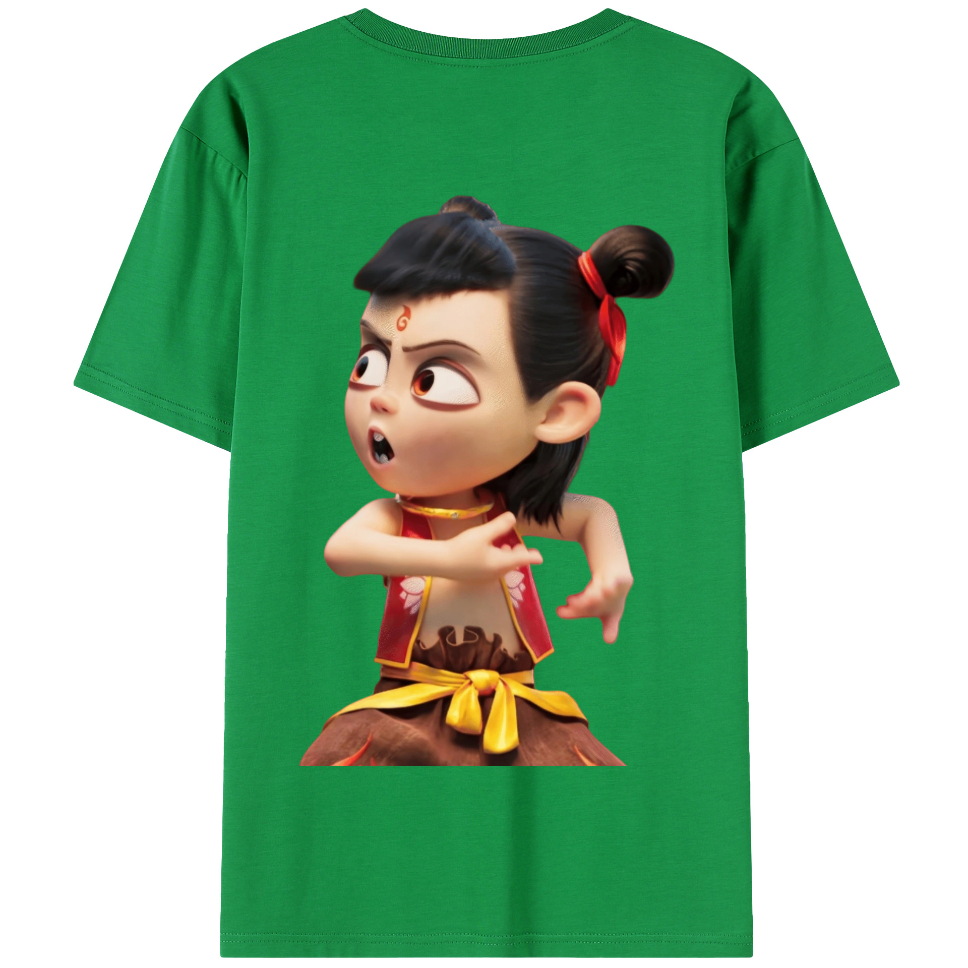 （画像用） Ne Zha 2 ナタ 魔童の大暴れ 綿100％半袖Tシャツ（背面プリント）