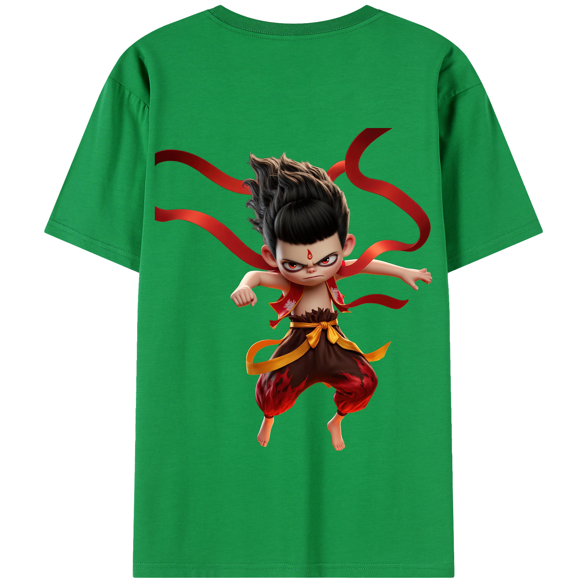 （画像用） Ne Zha 2 ナタ 魔童の大暴れ 綿100％半袖Tシャツ（背面プリント）