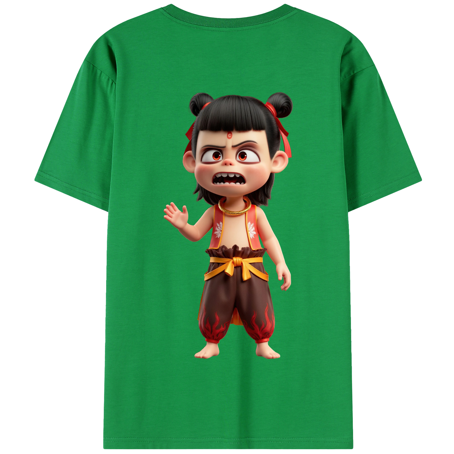 （画像用） Ne Zha 2 ナタ 魔童の大暴れ 綿100％半袖Tシャツ（背面プリント）