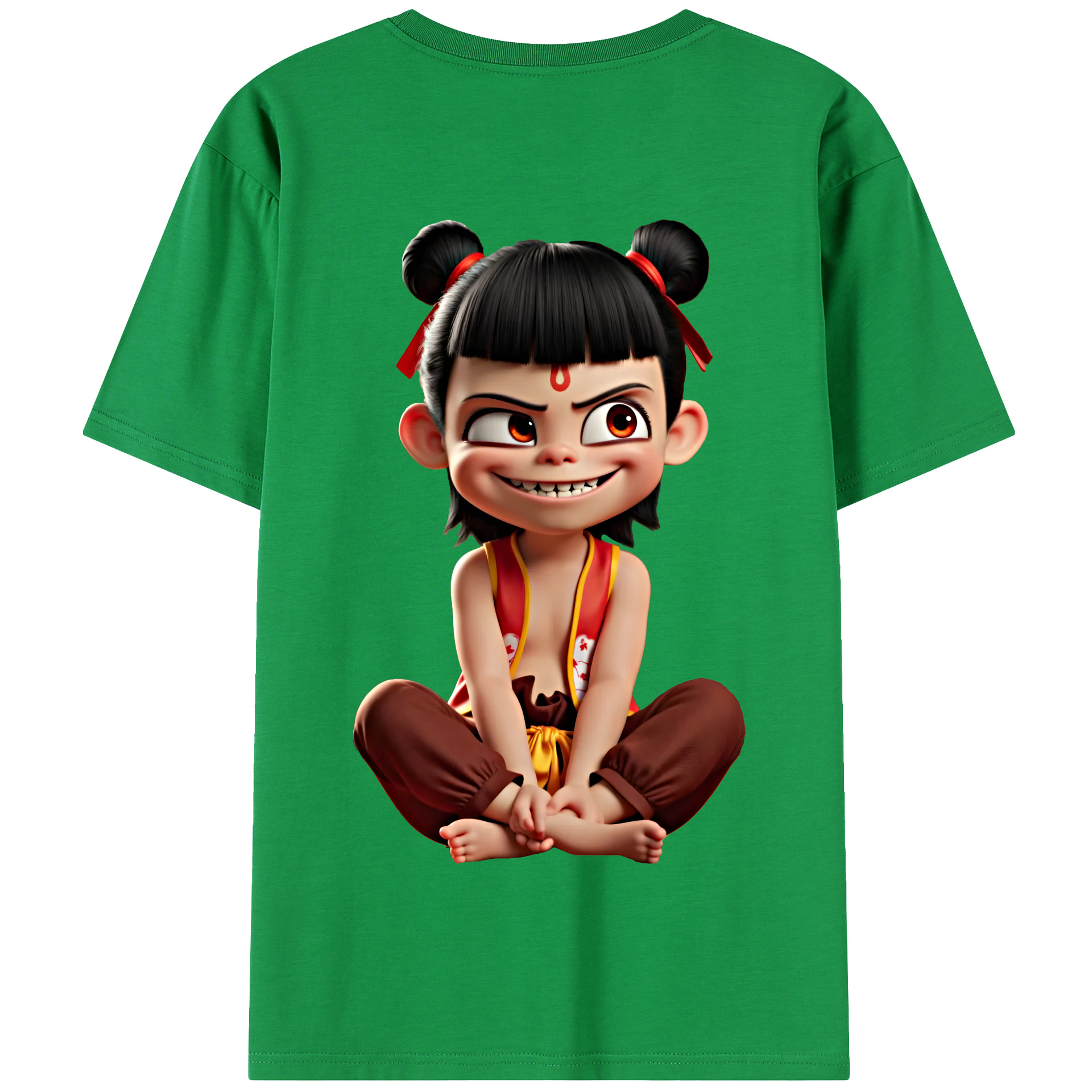 （画像用） Ne Zha 2 ナタ 魔童の大暴れ 綿100％半袖Tシャツ（背面プリント）