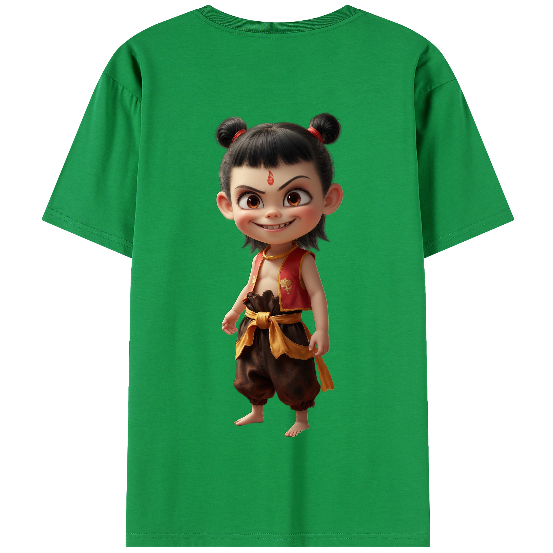 （画像用） Ne Zha 2 ナタ 魔童の大暴れ 綿100％半袖Tシャツ（背面プリント）