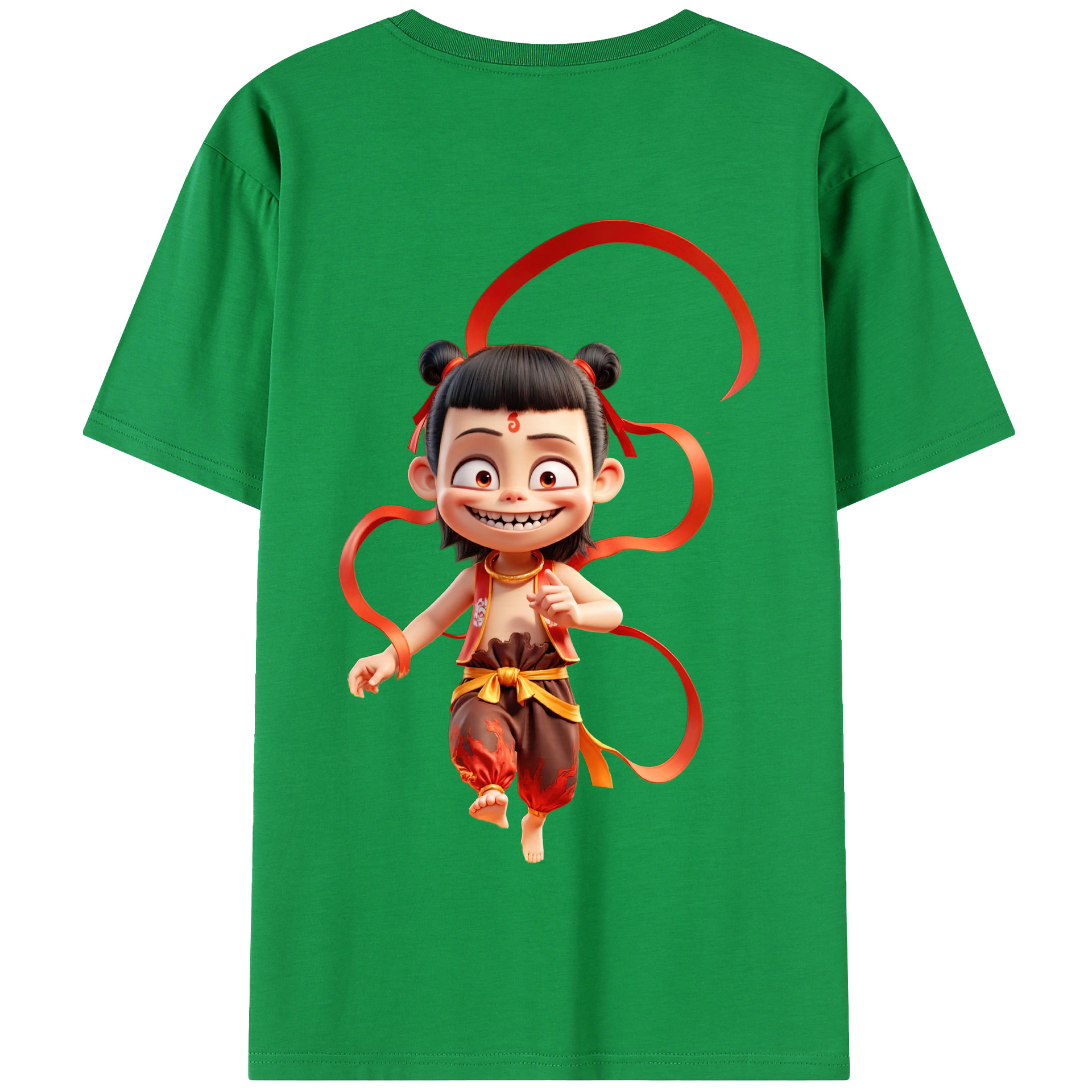 （画像用） Ne Zha 2 ナタ 魔童の大暴れ 綿100％半袖Tシャツ（背面プリント）