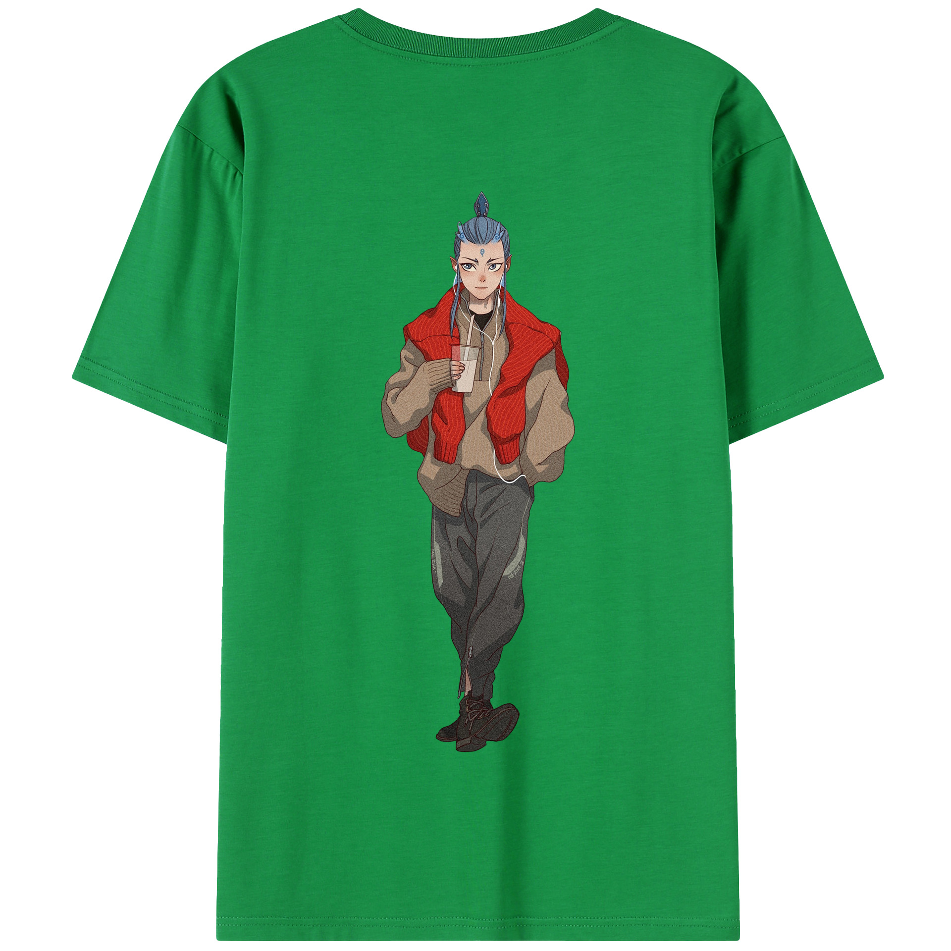 （画像用） Ne Zha 2 ナタ 魔童の大暴れ 綿100％半袖Tシャツ（背面プリント）