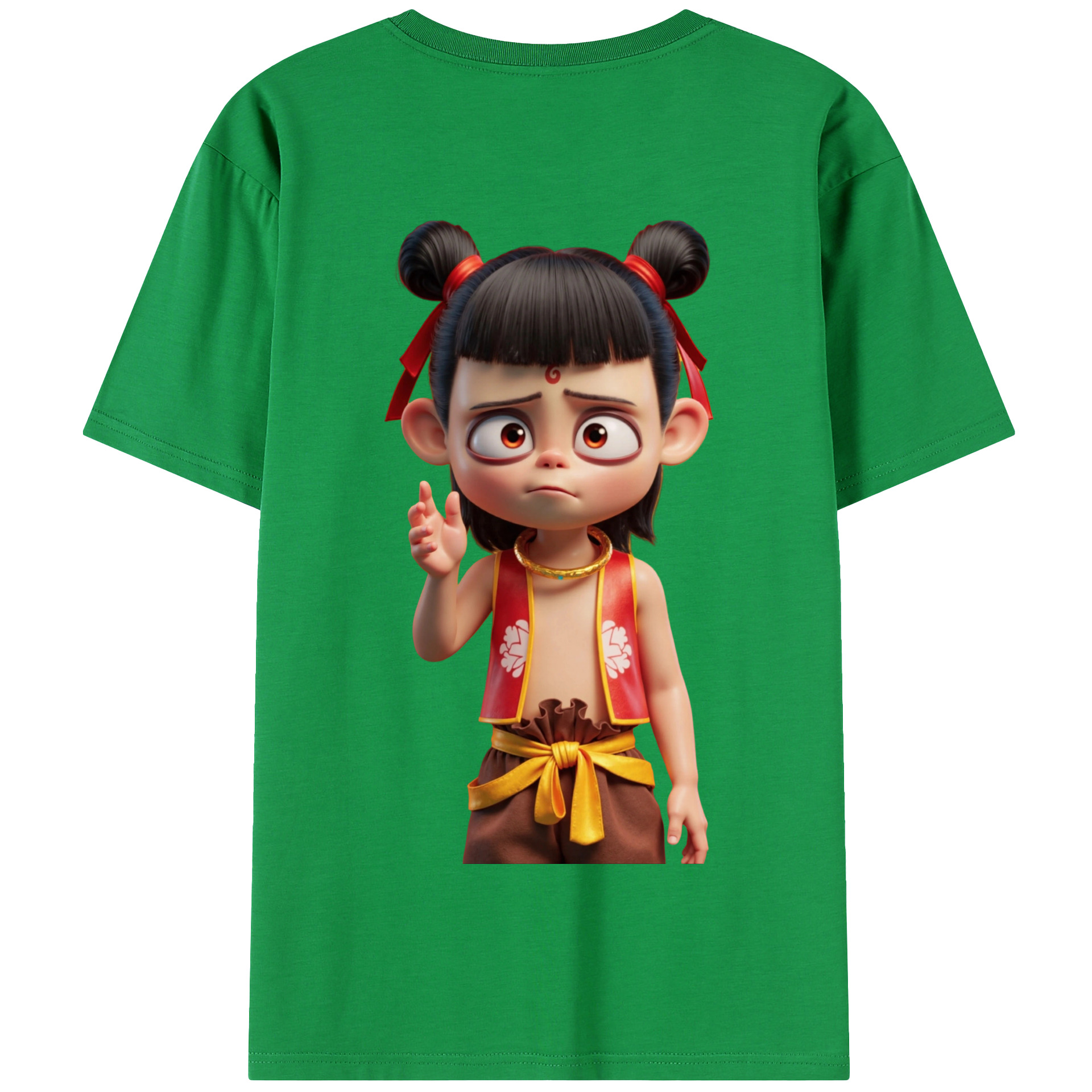 （画像用） Ne Zha 2 ナタ 魔童の大暴れ 綿100％半袖Tシャツ（背面プリント）