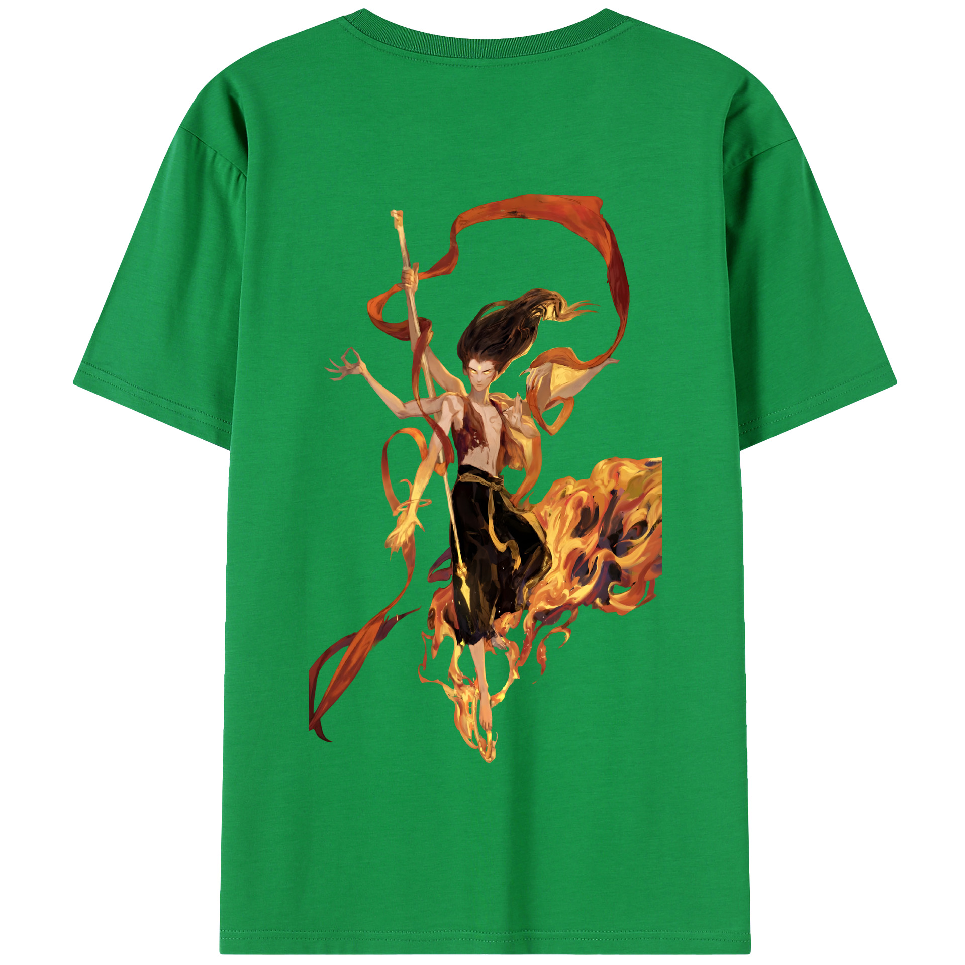 （画像用） Ne Zha 2 ナタ 魔童の大暴れ 綿100％半袖Tシャツ（背面プリント）
