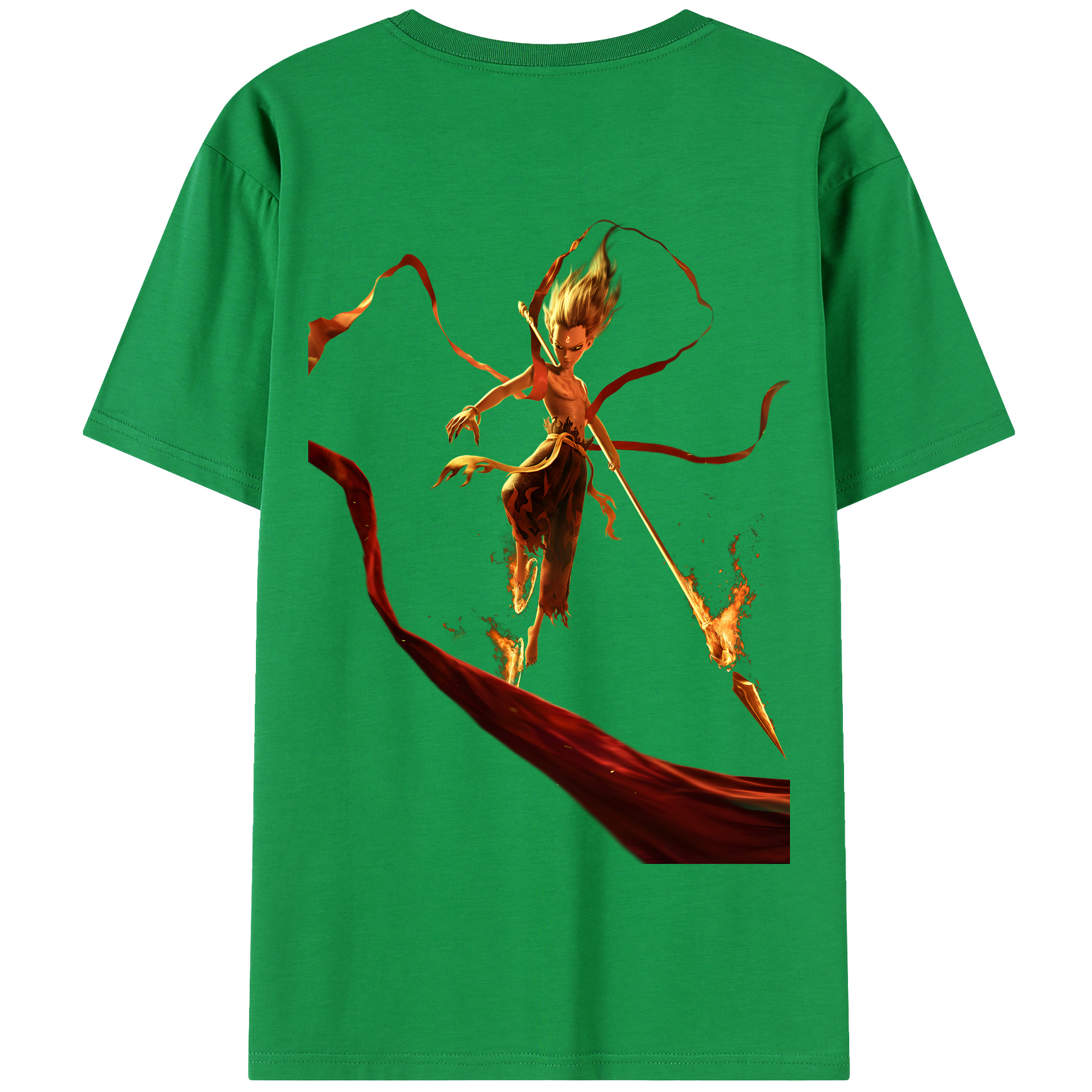 （画像用） Ne Zha 2 ナタ 魔童の大暴れ 綿100％半袖Tシャツ（背面プリント）