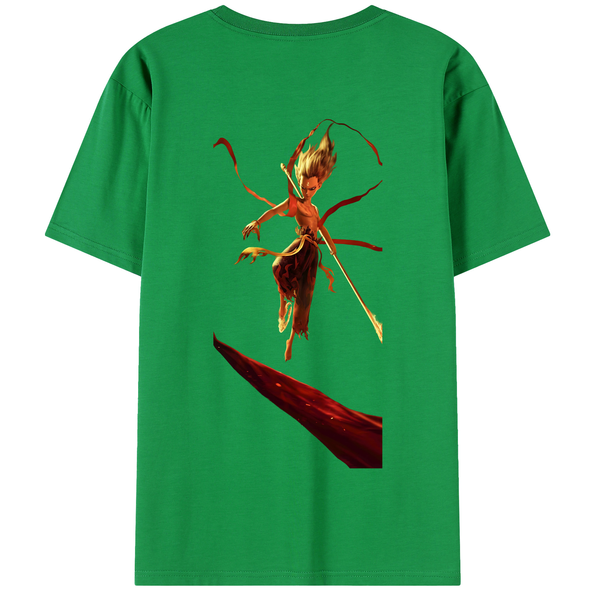 （画像用） Ne Zha 2 ナタ 魔童の大暴れ 綿100％半袖Tシャツ（背面プリント）