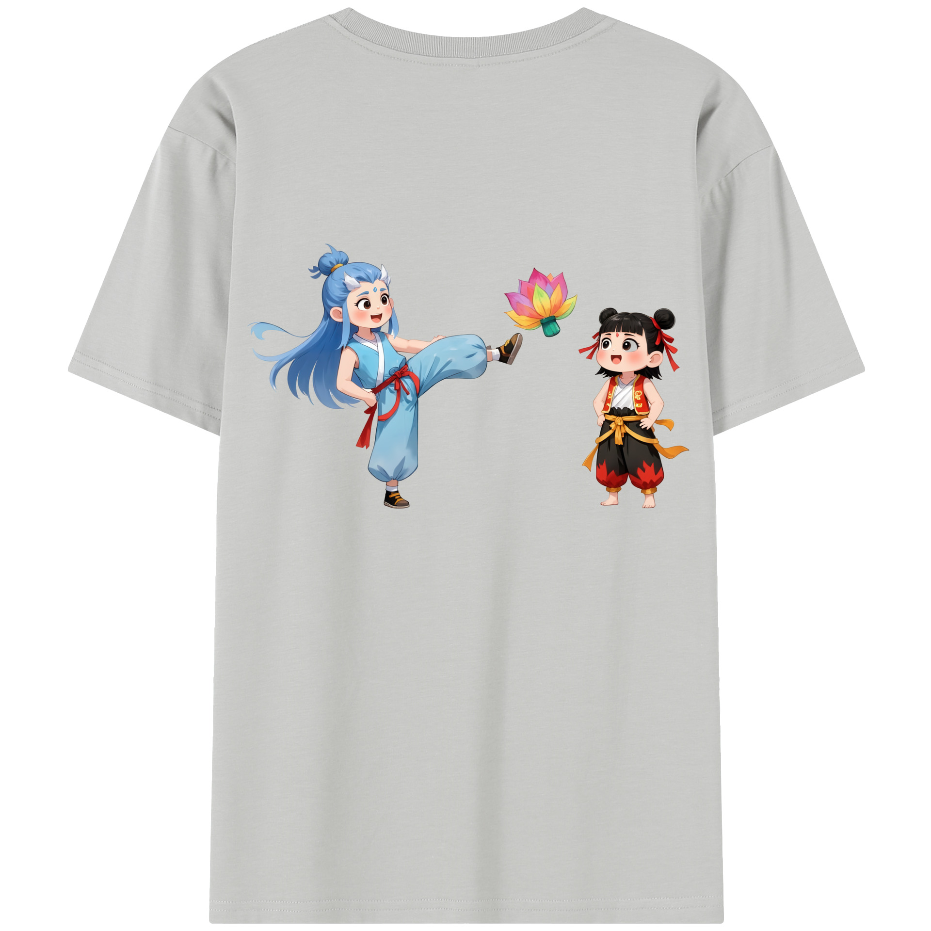（画像用） Ne Zha 2 ナタ 魔童の大暴れ 綿100％半袖Tシャツ（背面プリント）