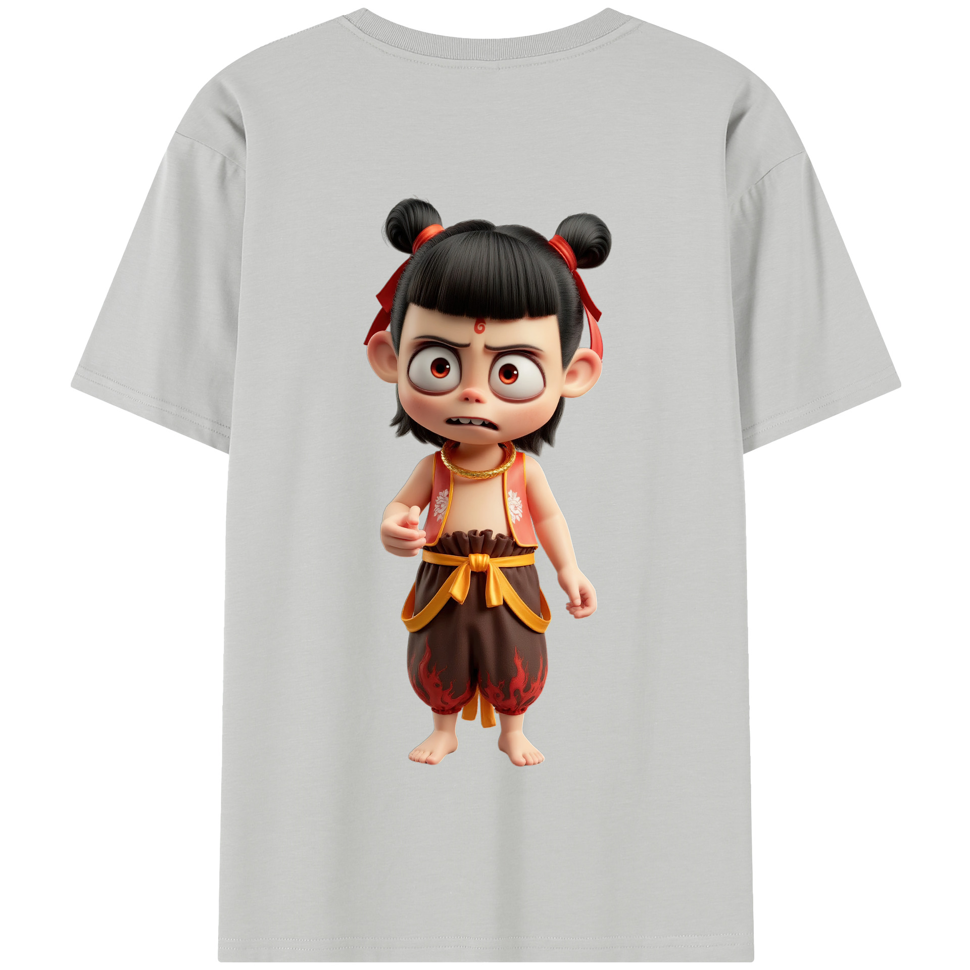 （画像用） Ne Zha 2 ナタ 魔童の大暴れ 綿100％半袖Tシャツ（背面プリント）