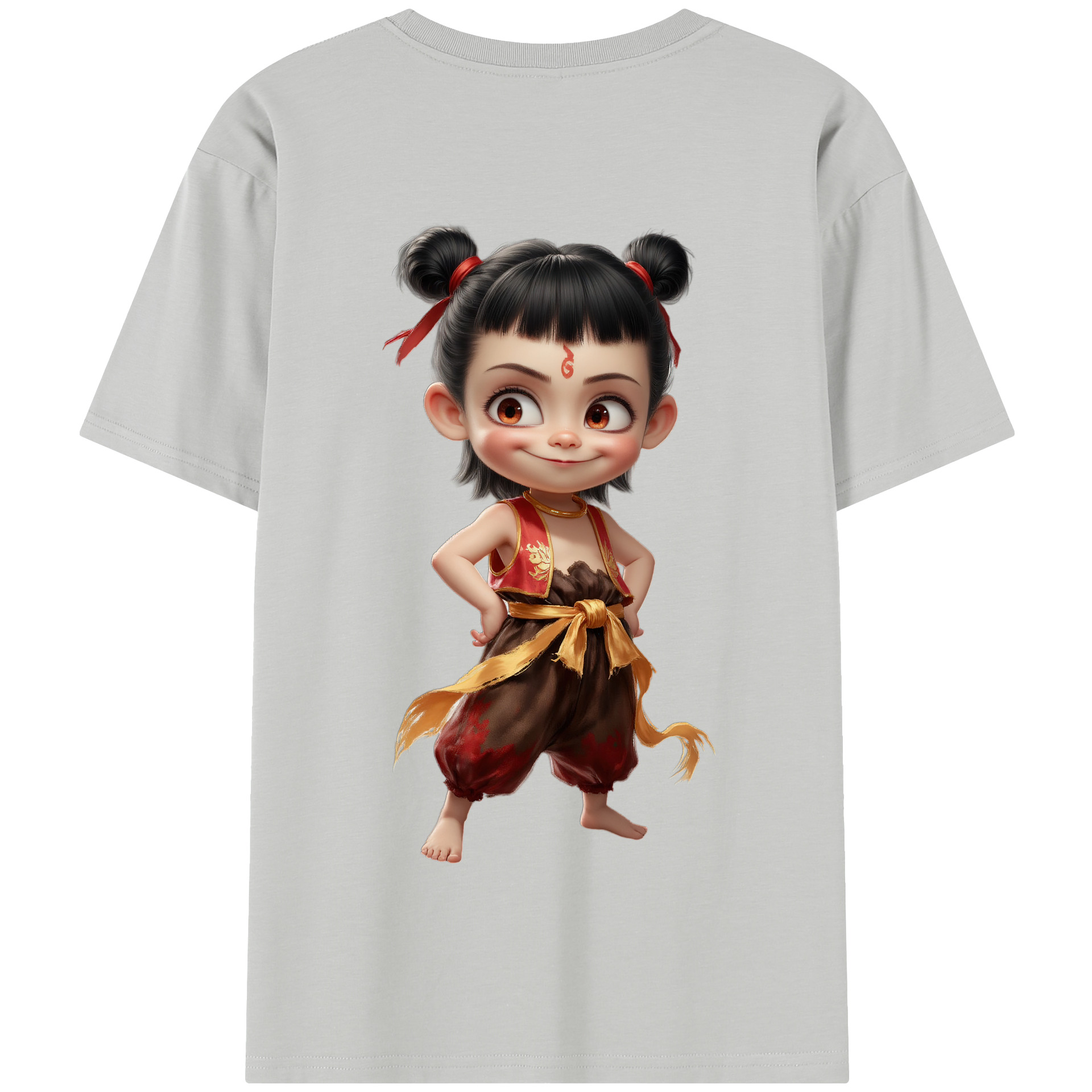 （画像用） Ne Zha 2 ナタ 魔童の大暴れ 綿100％半袖Tシャツ（背面プリント）