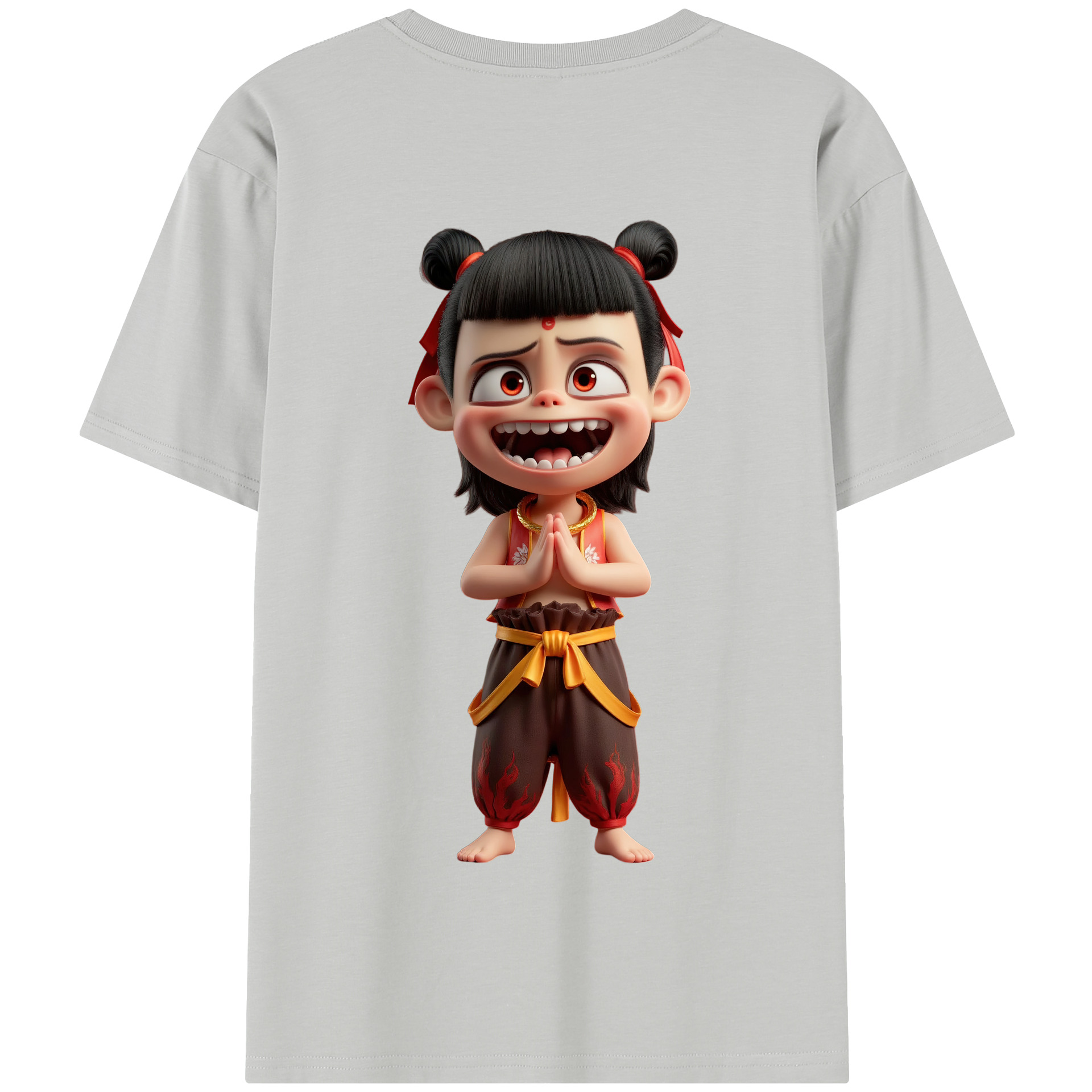 （画像用） Ne Zha 2 ナタ 魔童の大暴れ 綿100％半袖Tシャツ（背面プリント）