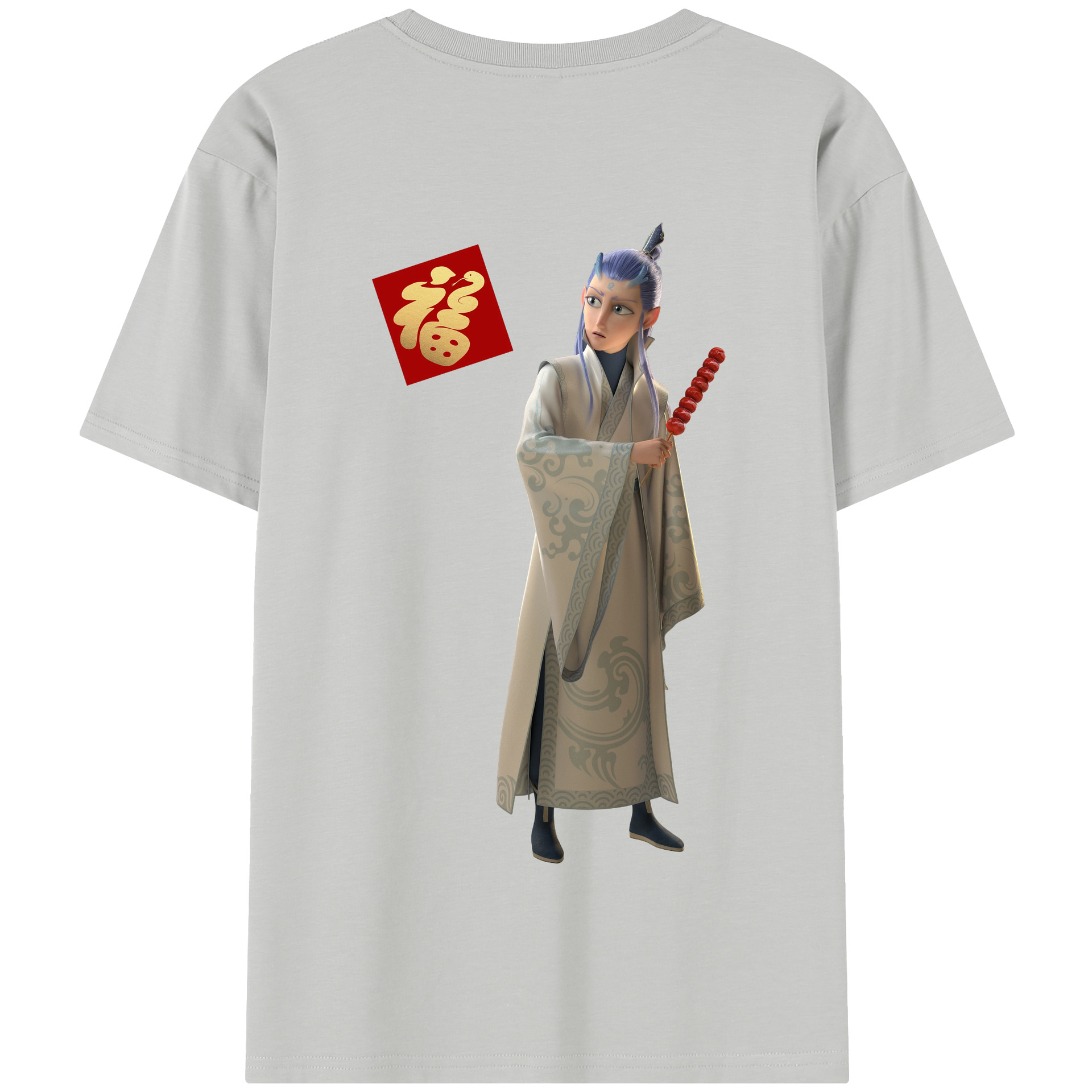 （画像用） Ne Zha 2 ナタ 魔童の大暴れ 綿100％半袖Tシャツ（背面プリント）