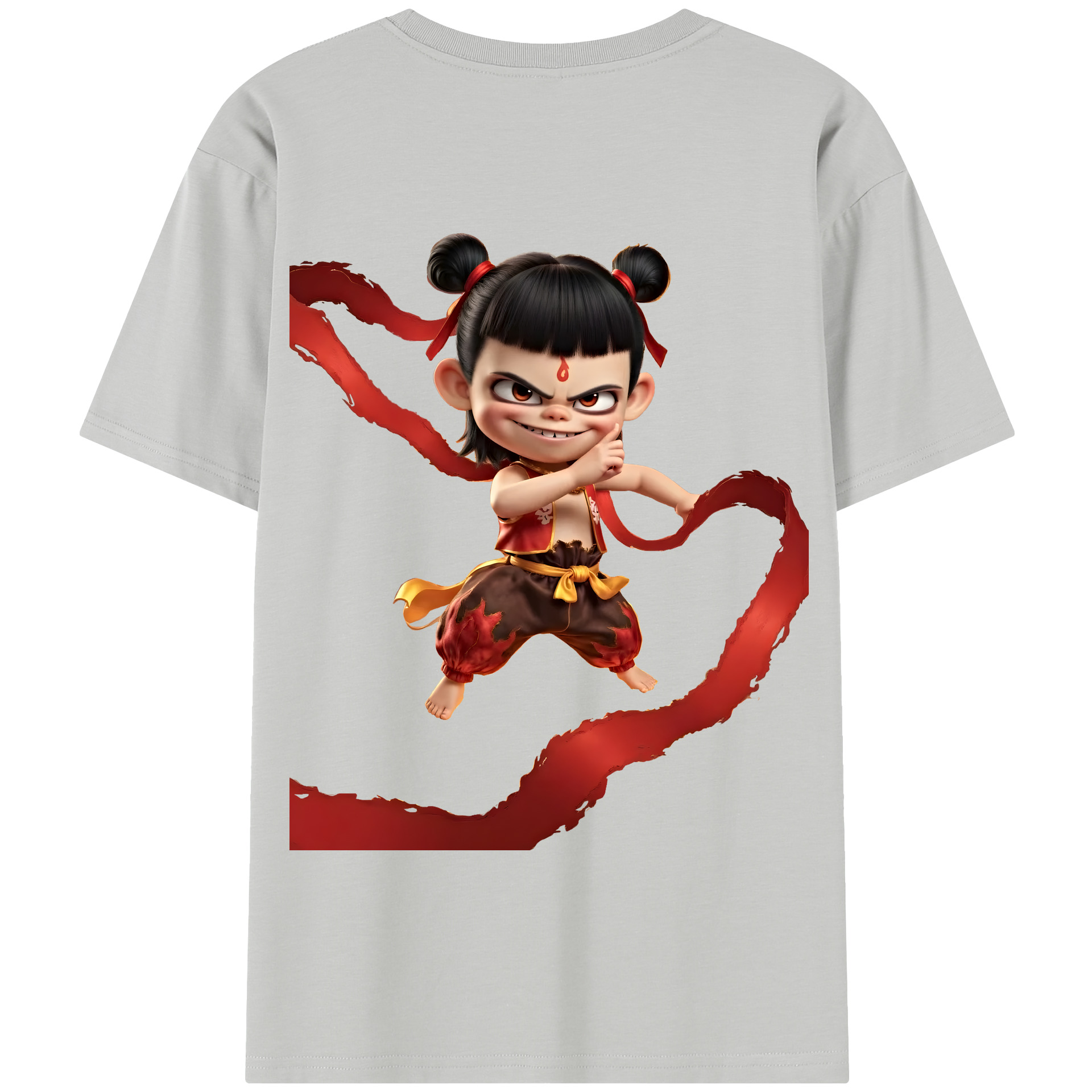 （画像用） Ne Zha 2 ナタ 魔童の大暴れ 綿100％半袖Tシャツ（背面プリント）