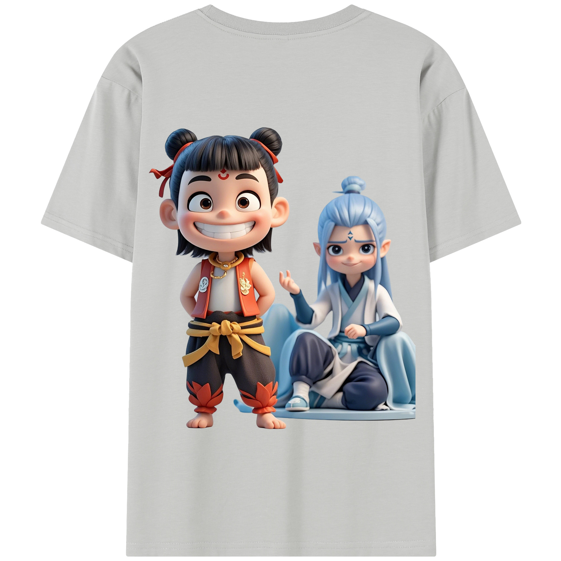 （画像用） Ne Zha 2 ナタ 魔童の大暴れ 綿100％半袖Tシャツ（背面プリント）