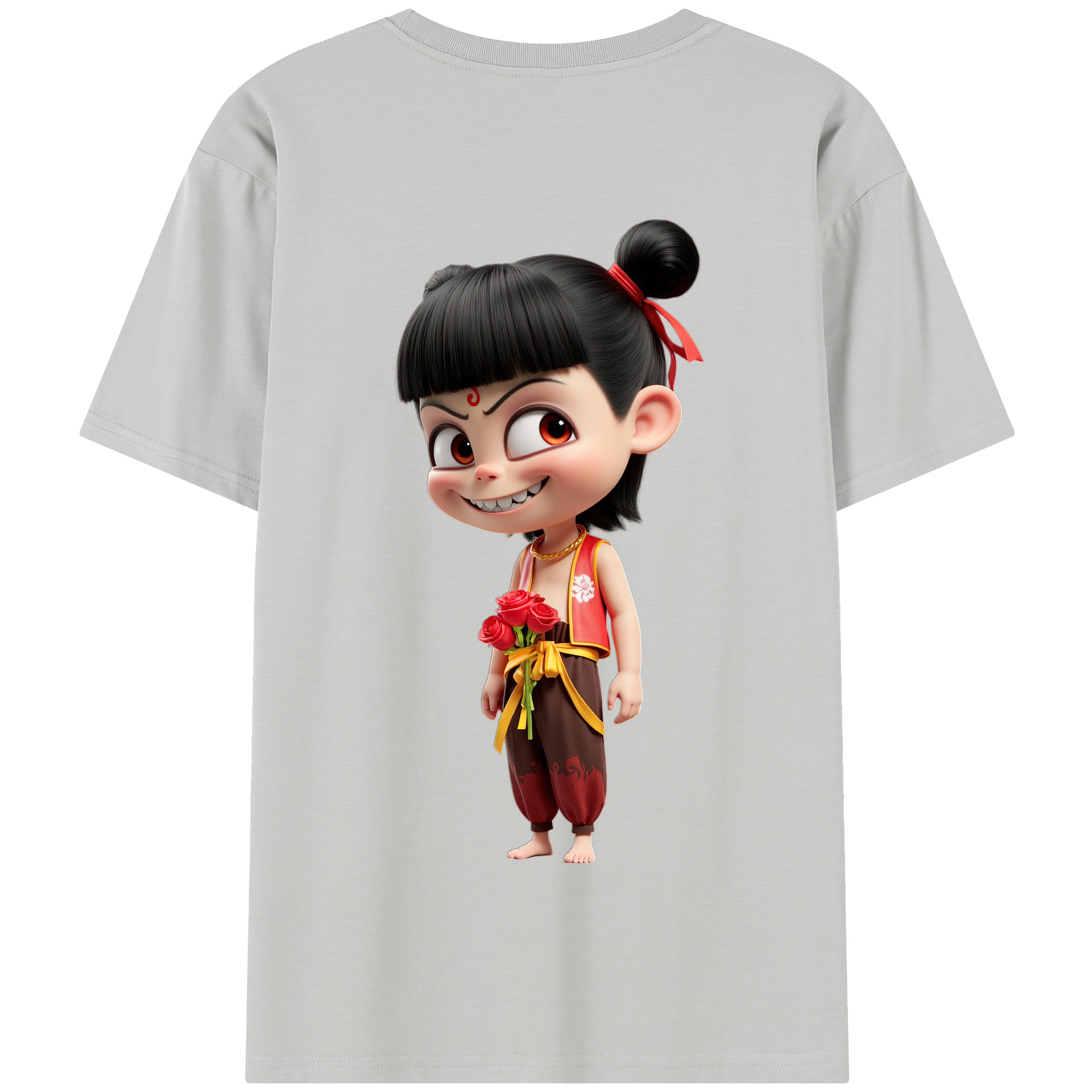 （画像用） Ne Zha 2 ナタ 魔童の大暴れ 綿100％半袖Tシャツ（背面プリント）