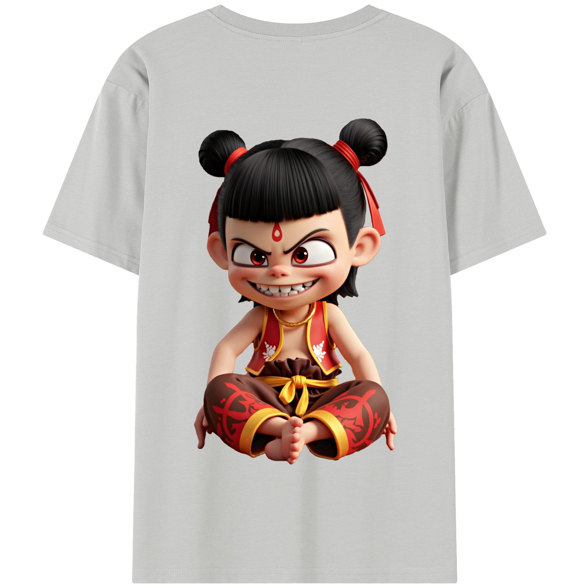 （画像用） Ne Zha 2 ナタ 魔童の大暴れ 綿100％半袖Tシャツ（背面プリント）