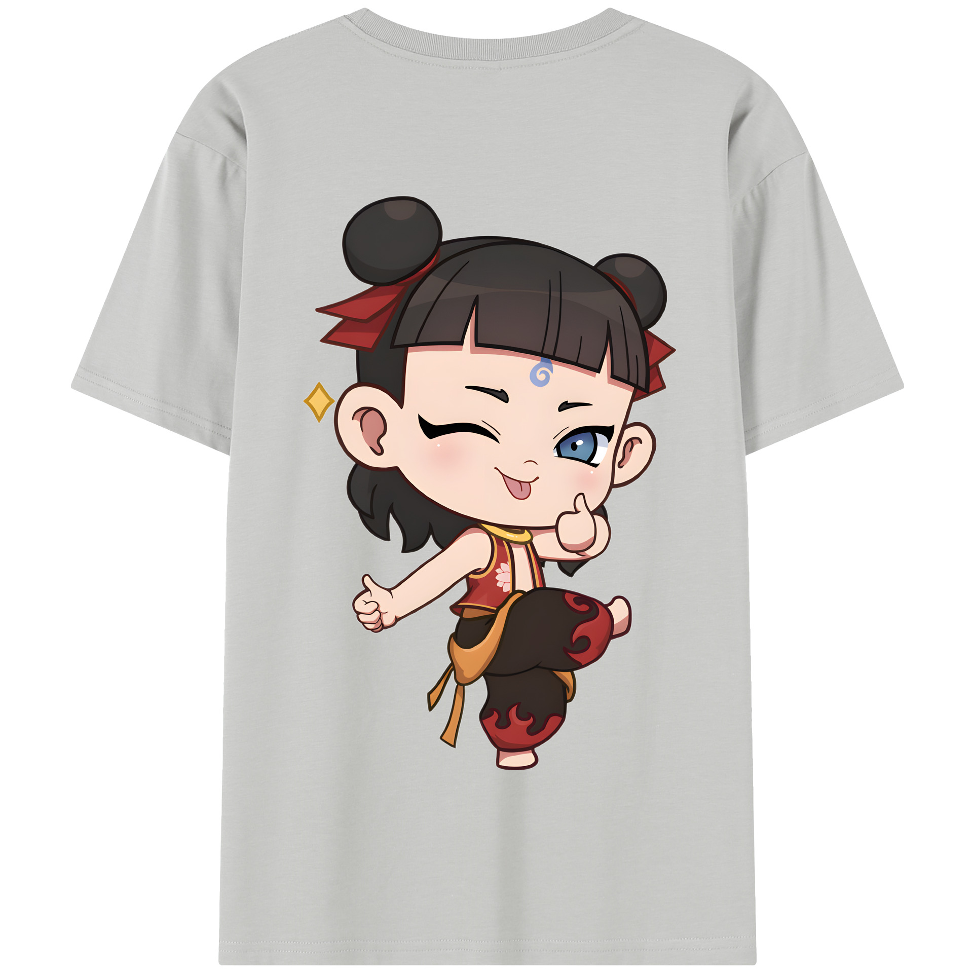 （画像用） Ne Zha 2 ナタ 魔童の大暴れ 綿100％半袖Tシャツ（背面プリント）