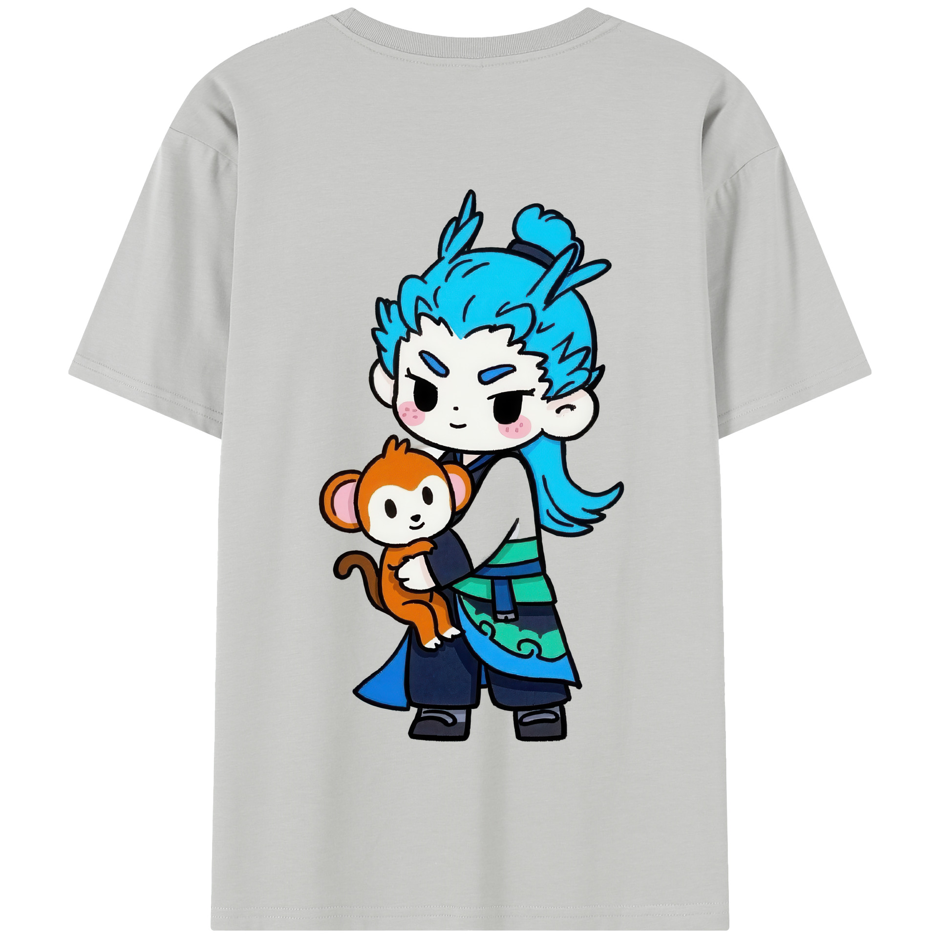 （画像用） Ne Zha 2 ナタ 魔童の大暴れ 綿100％半袖Tシャツ（背面プリント）