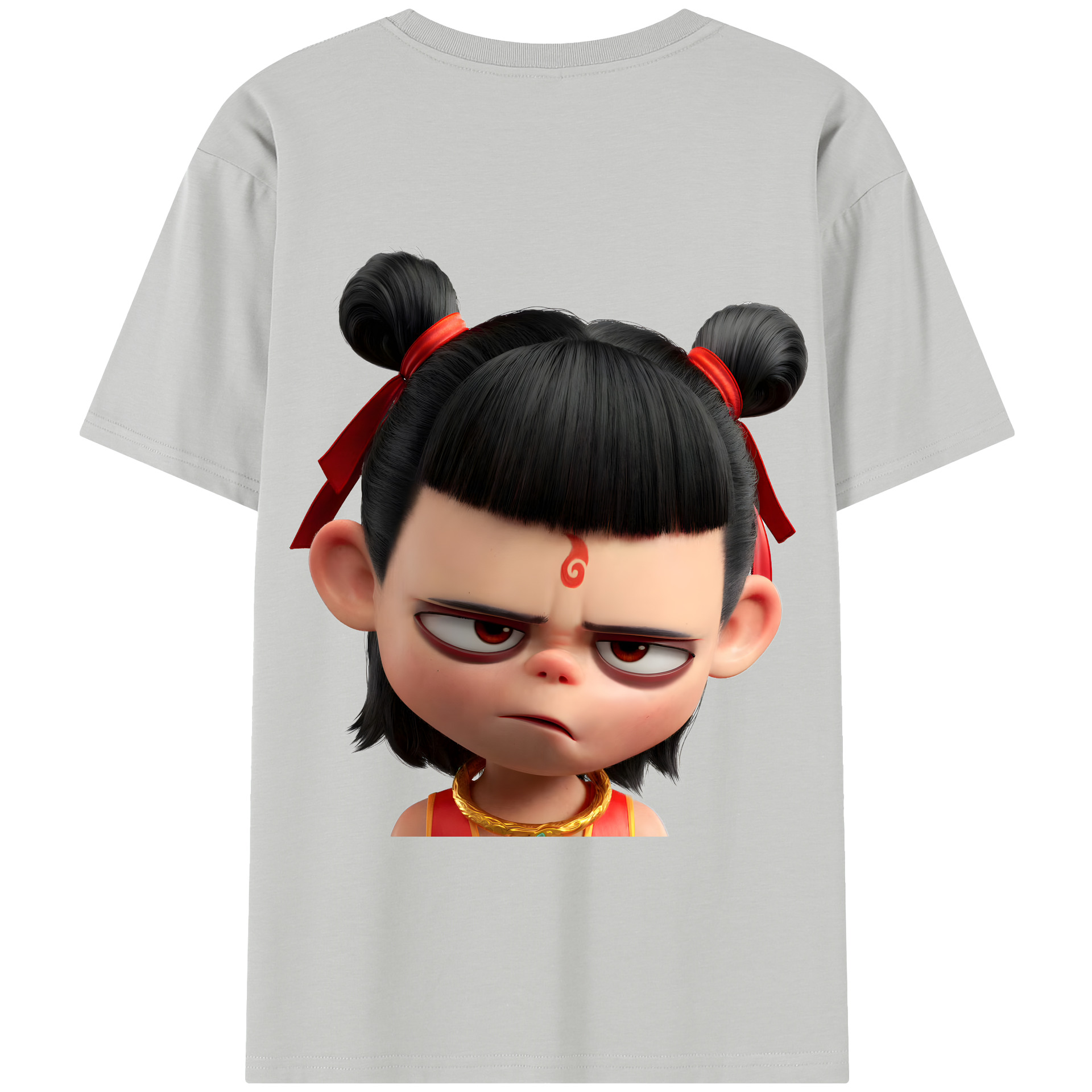 （画像用） Ne Zha 2 ナタ 魔童の大暴れ 綿100％半袖Tシャツ（背面プリント）