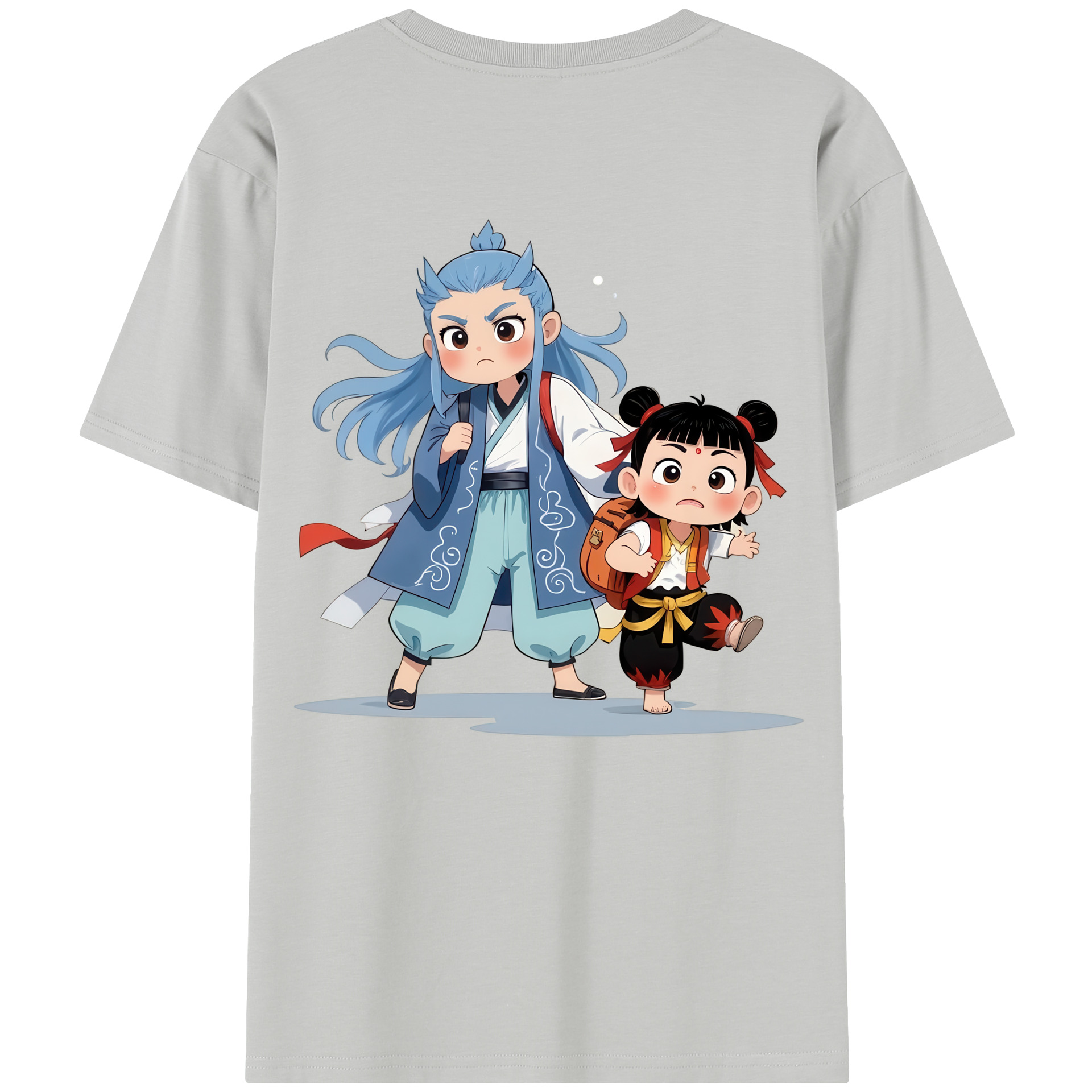 （画像用） Ne Zha 2 ナタ 魔童の大暴れ 綿100％半袖Tシャツ（背面プリント）