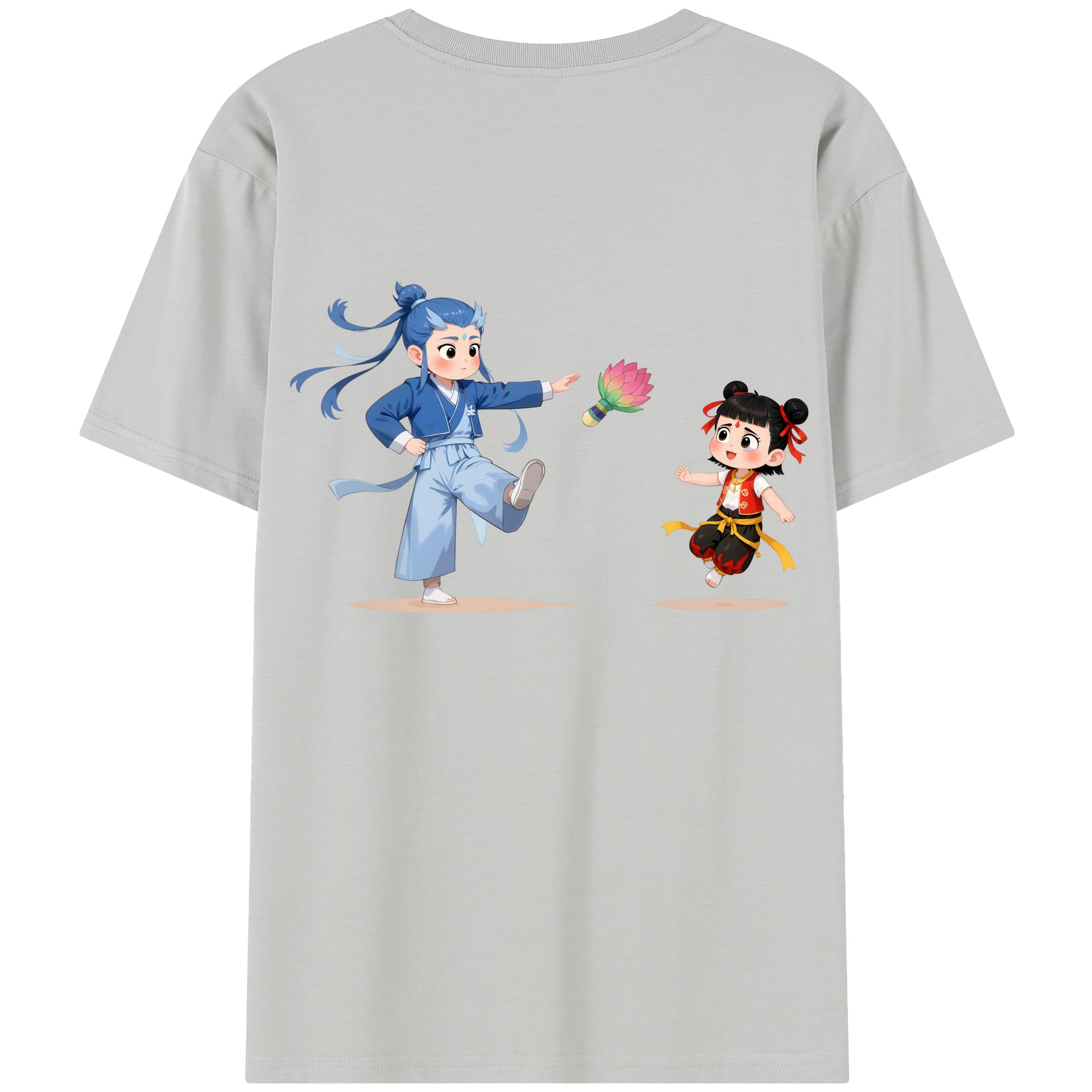 （画像用） Ne Zha 2 ナタ 魔童の大暴れ 綿100％半袖Tシャツ（背面プリント）