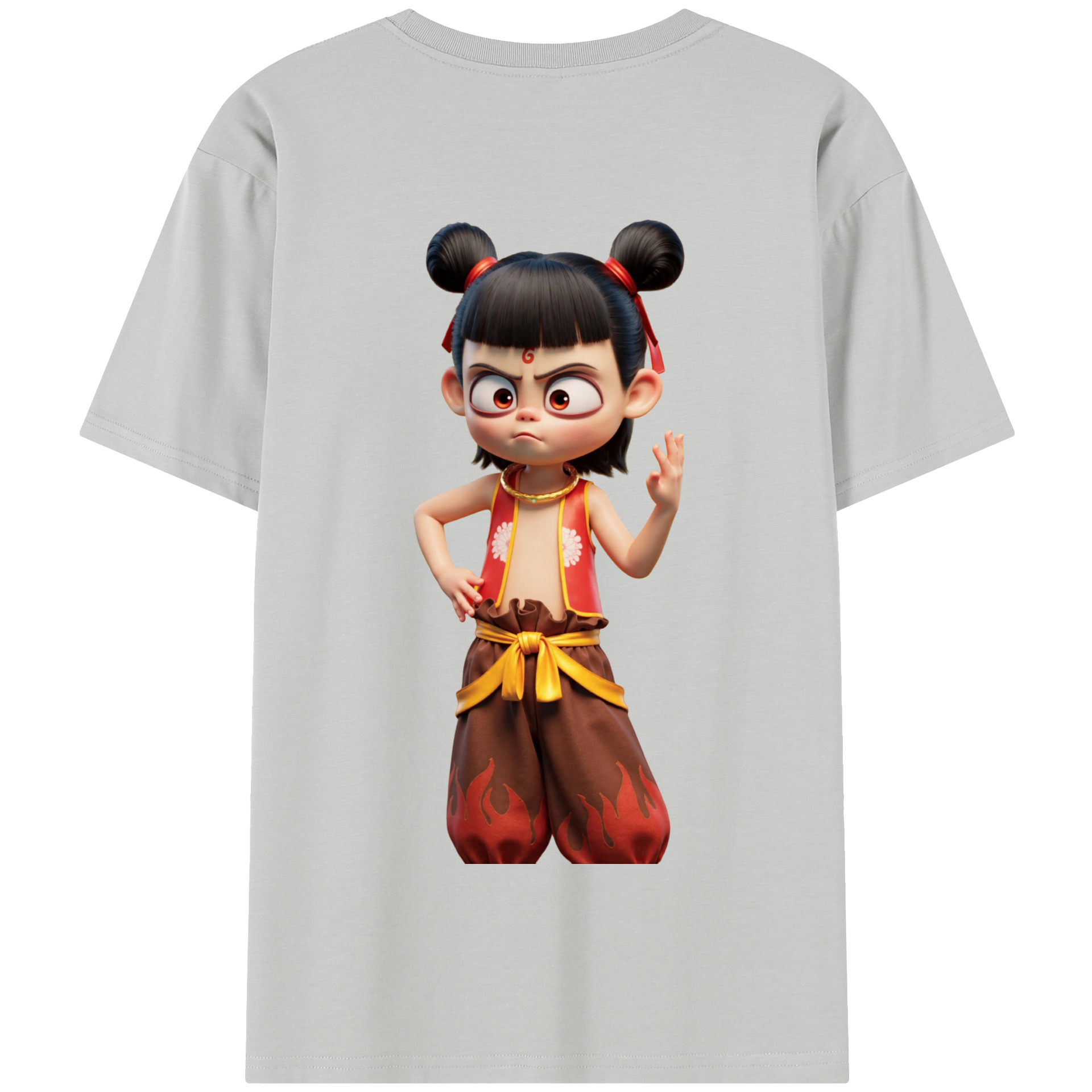 （画像用） Ne Zha 2 ナタ 魔童の大暴れ 綿100％半袖Tシャツ（背面プリント）