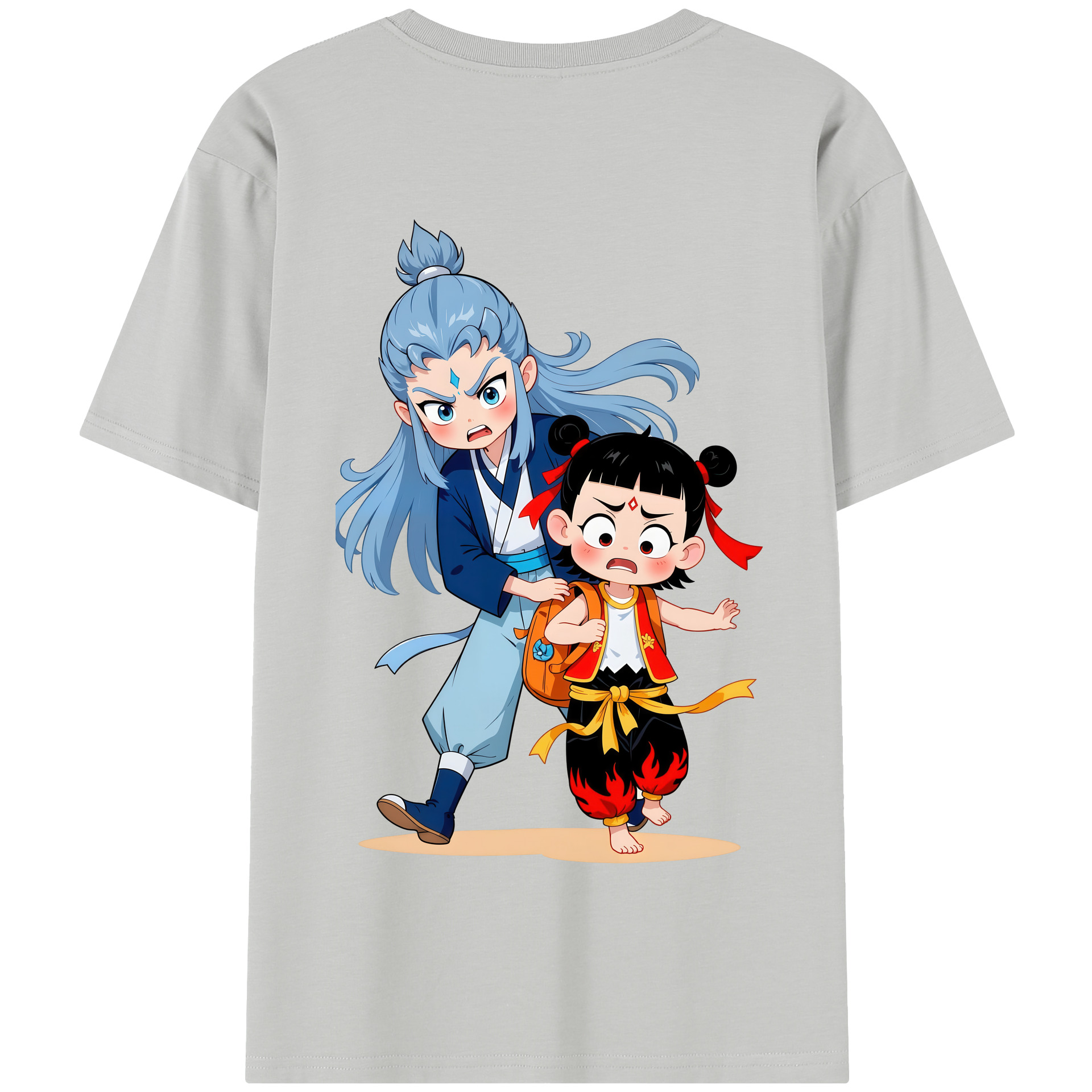（画像用） Ne Zha 2 ナタ 魔童の大暴れ 綿100％半袖Tシャツ（背面プリント）