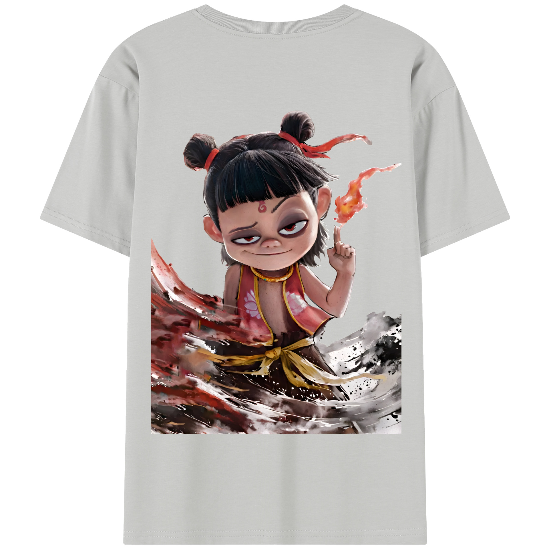（画像用） Ne Zha 2 ナタ 魔童の大暴れ 綿100％半袖Tシャツ（背面プリント）