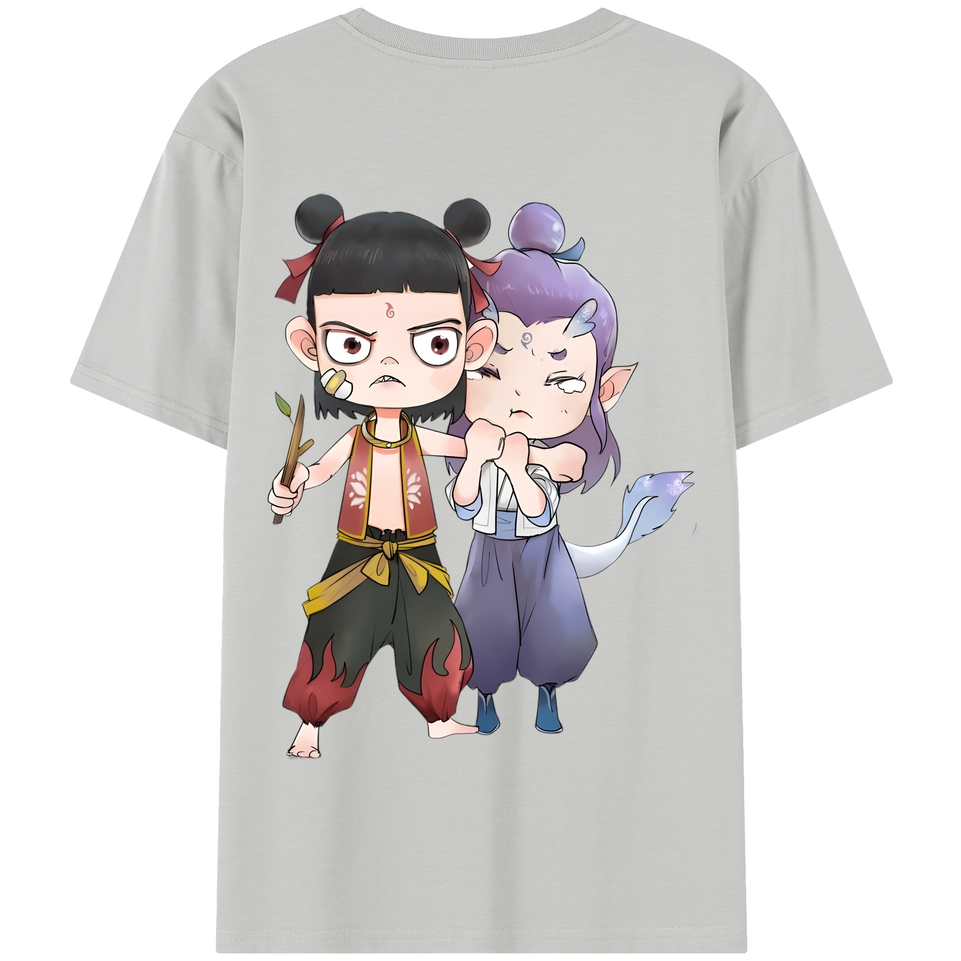 （画像用） Ne Zha 2 ナタ 魔童の大暴れ 綿100％半袖Tシャツ（背面プリント）