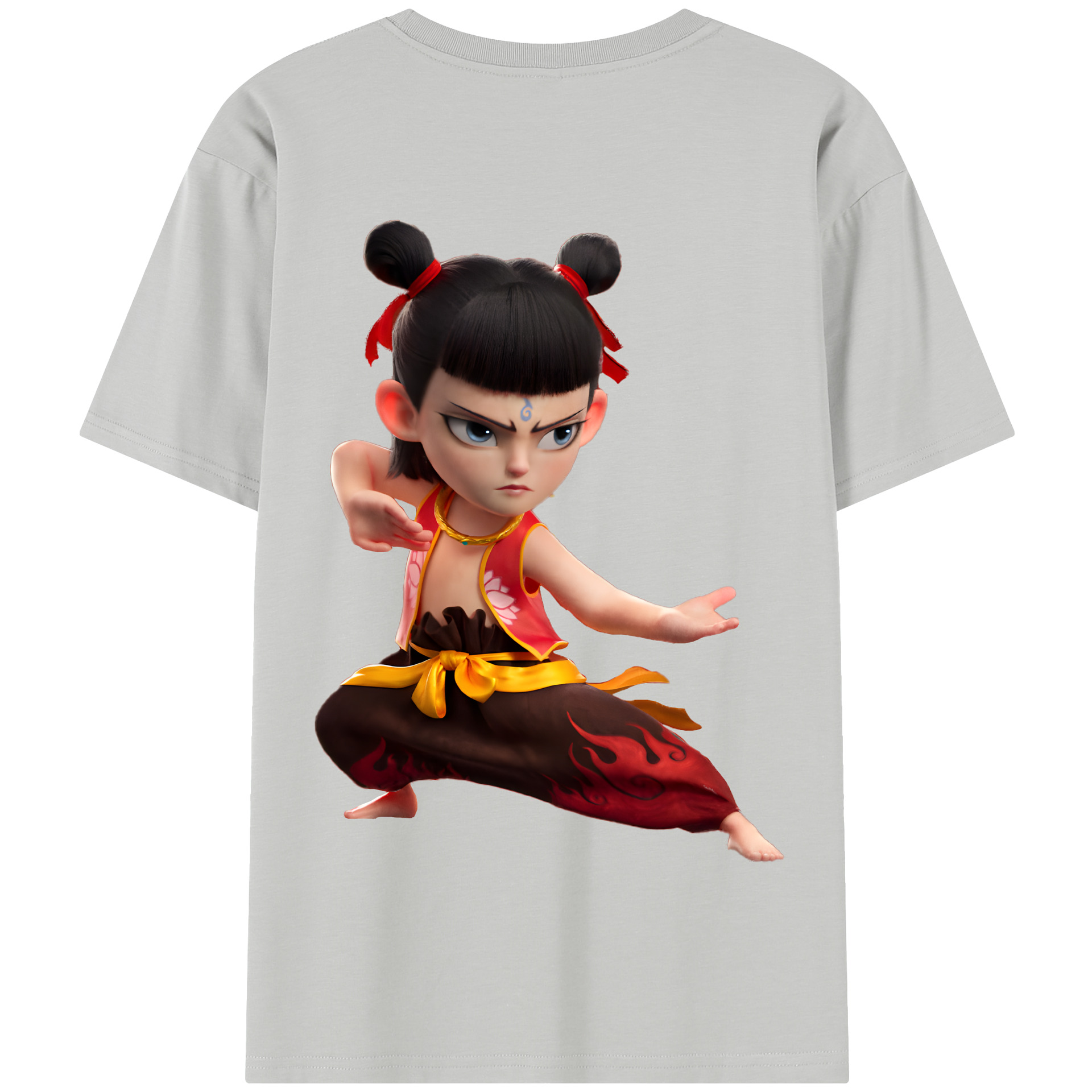 （画像用） Ne Zha 2 ナタ 魔童の大暴れ 綿100％半袖Tシャツ（背面プリント）