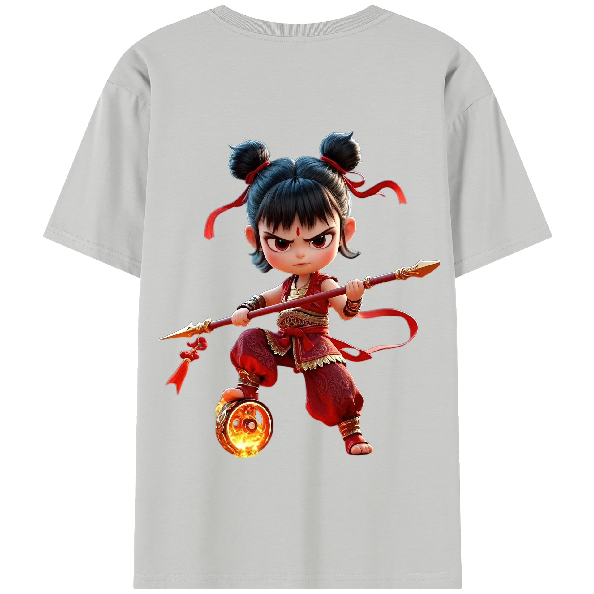 （画像用） Ne Zha 2 ナタ 魔童の大暴れ 綿100％半袖Tシャツ（背面プリント）