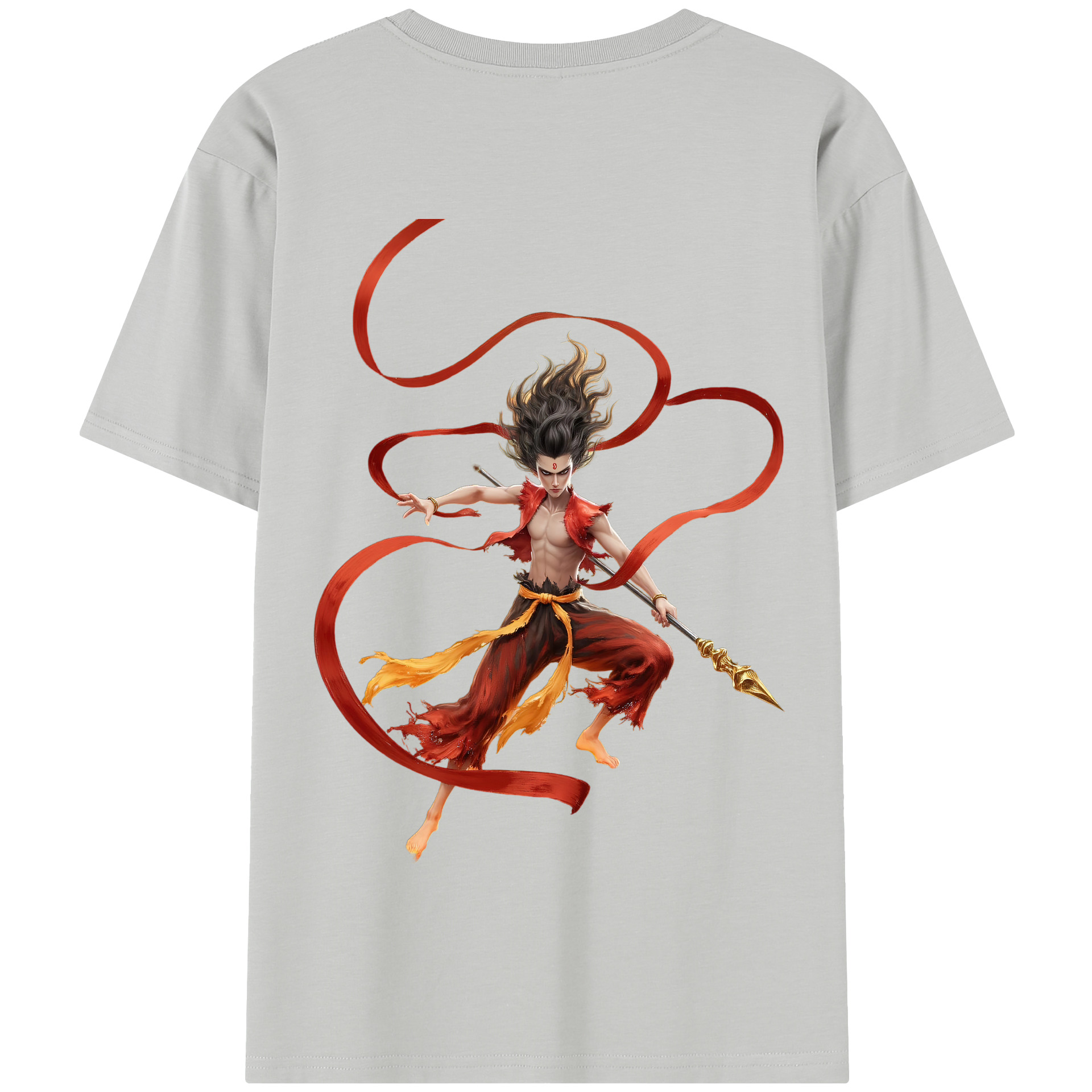 （画像用） Ne Zha 2 ナタ 魔童の大暴れ 綿100％半袖Tシャツ（背面プリント）