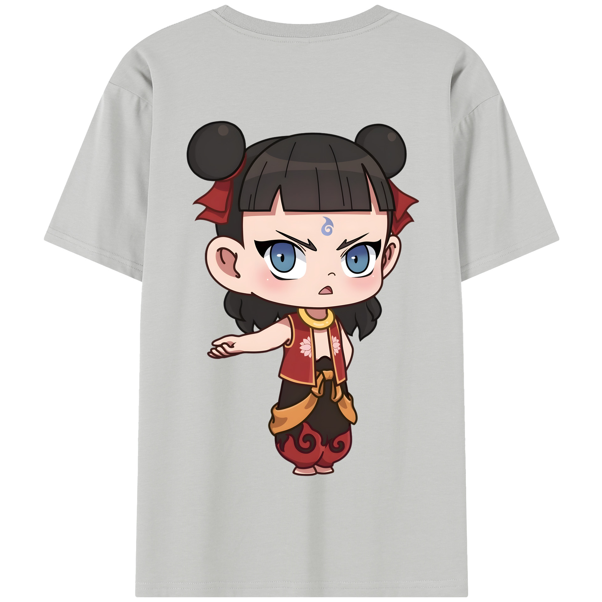 （画像用） Ne Zha 2 ナタ 魔童の大暴れ 綿100％半袖Tシャツ（背面プリント）