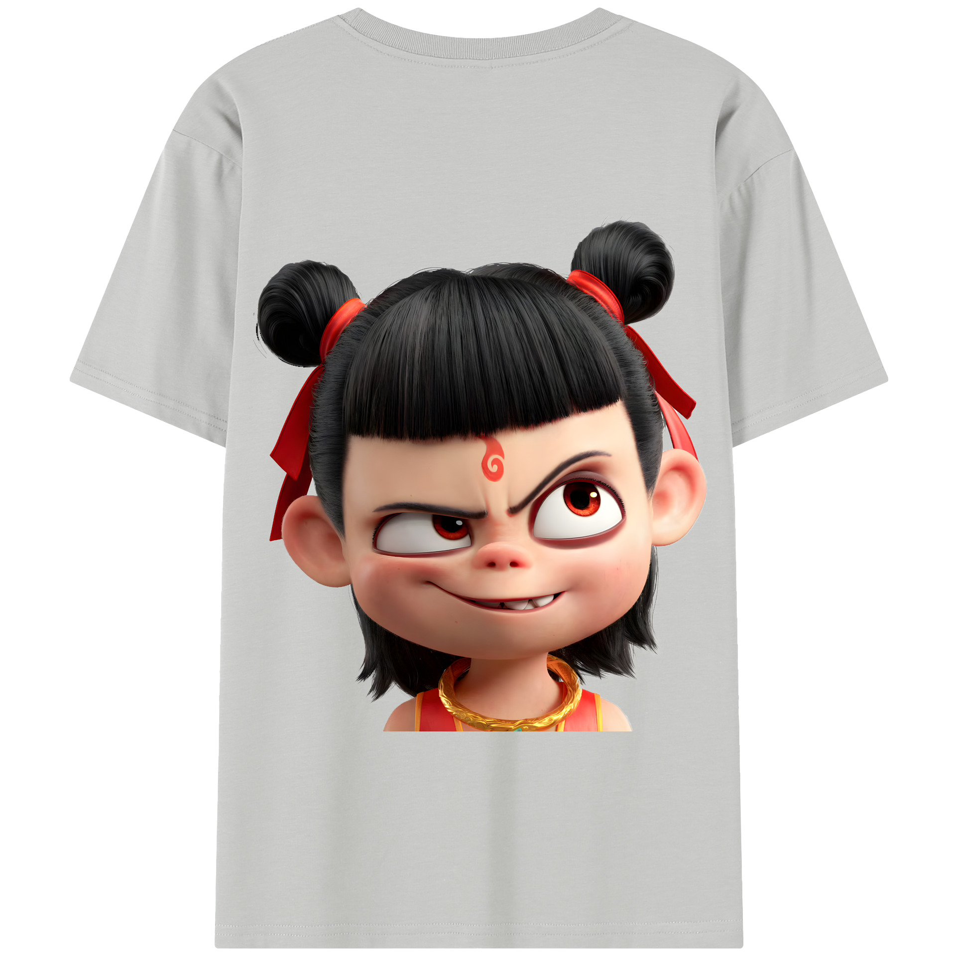 （画像用） Ne Zha 2 ナタ 魔童の大暴れ 綿100％半袖Tシャツ（背面プリント）