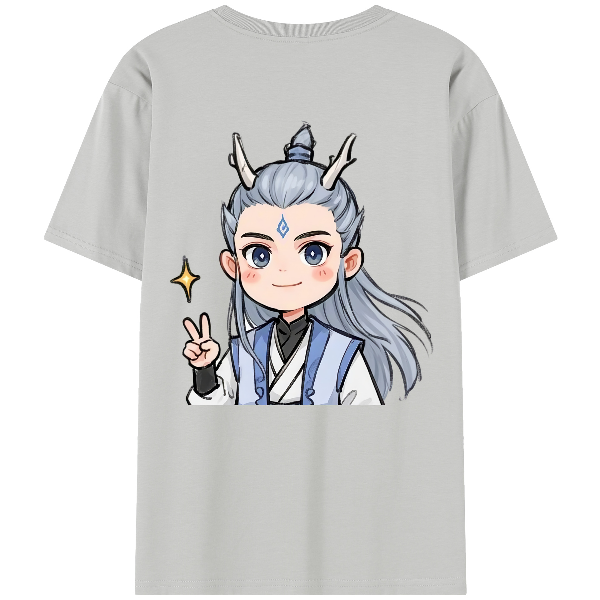 （画像用） Ne Zha 2 ナタ 魔童の大暴れ 綿100％半袖Tシャツ（背面プリント）