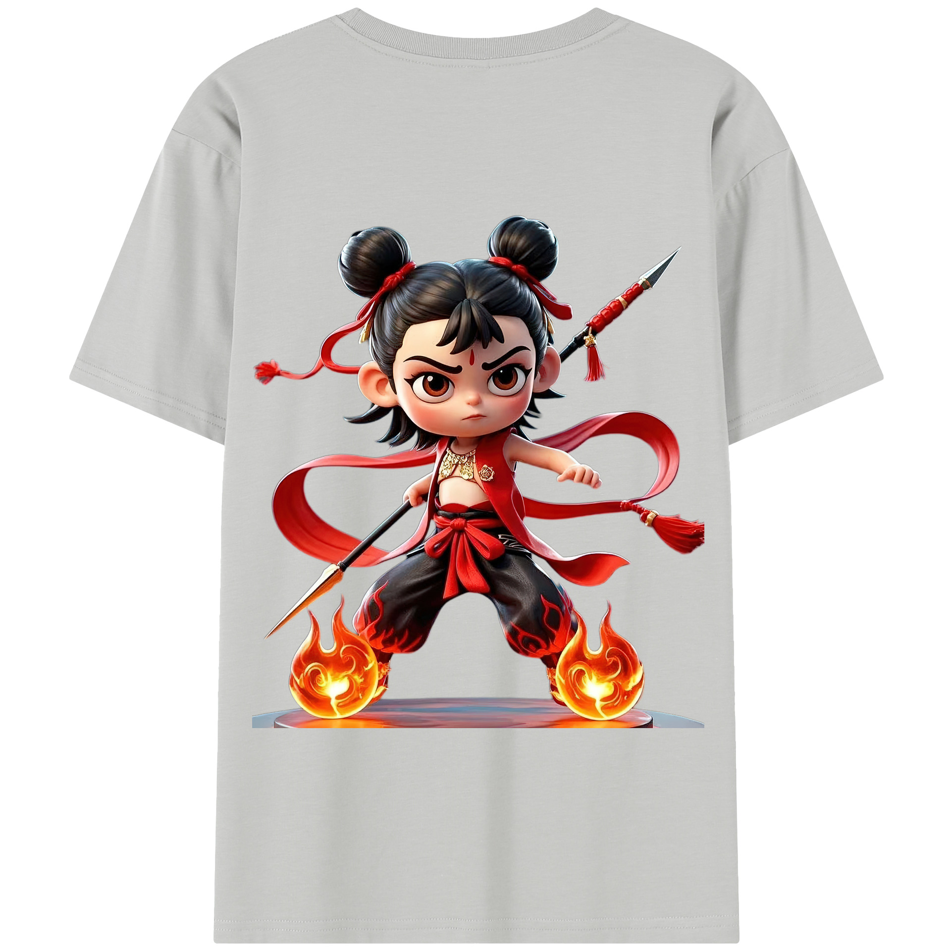 （画像用） Ne Zha 2 ナタ 魔童の大暴れ 綿100％半袖Tシャツ（背面プリント）