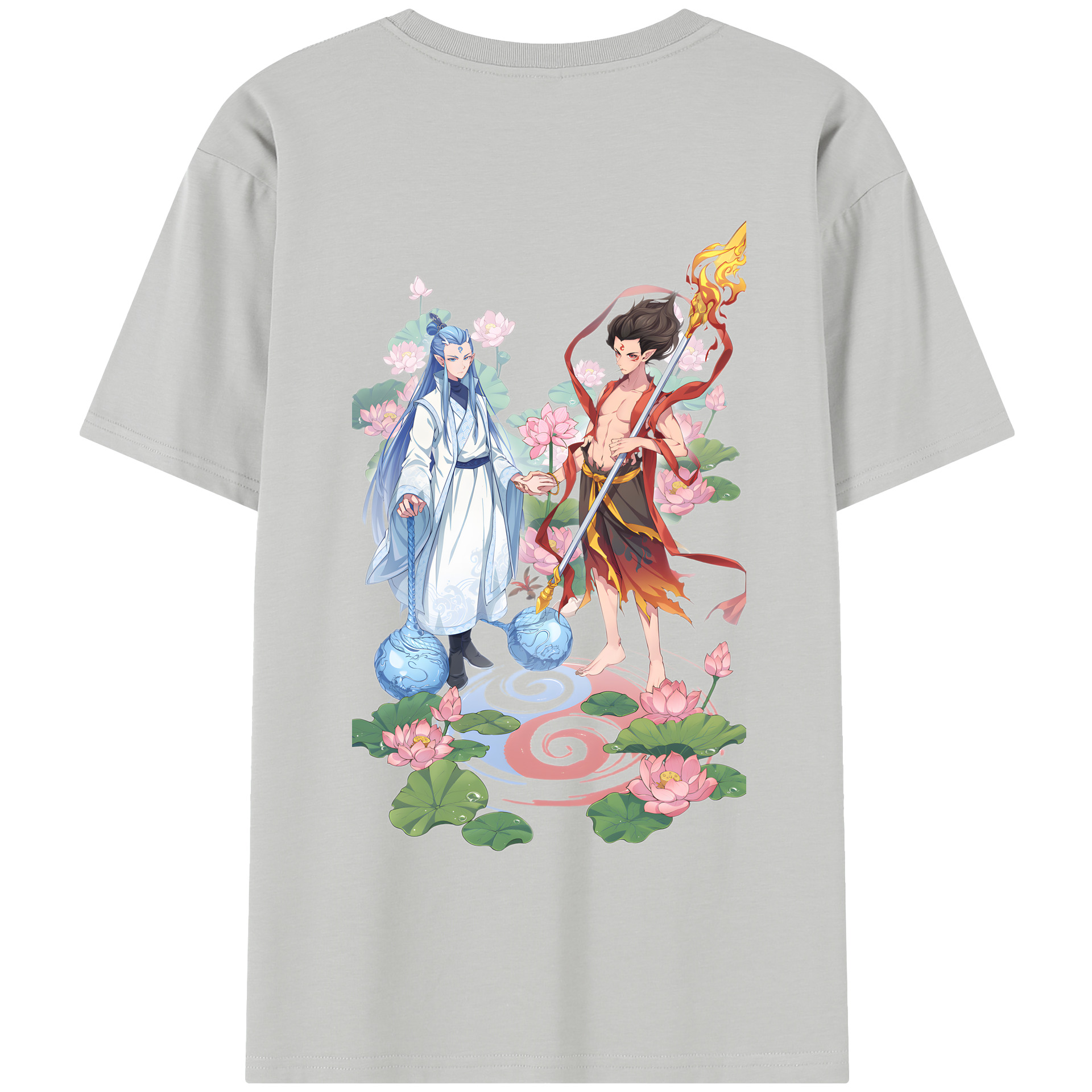 （画像用） Ne Zha 2 ナタ 魔童の大暴れ 綿100％半袖Tシャツ（背面プリント）